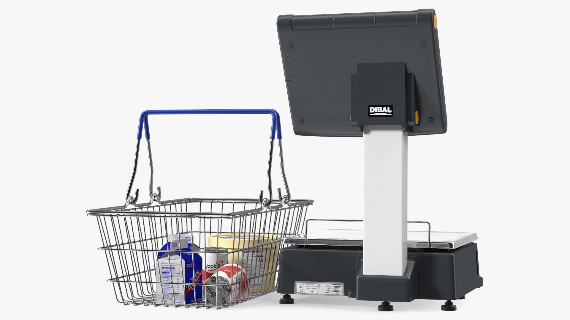 3D model Self-service Scales D-900 with Shopping Cart with Goods