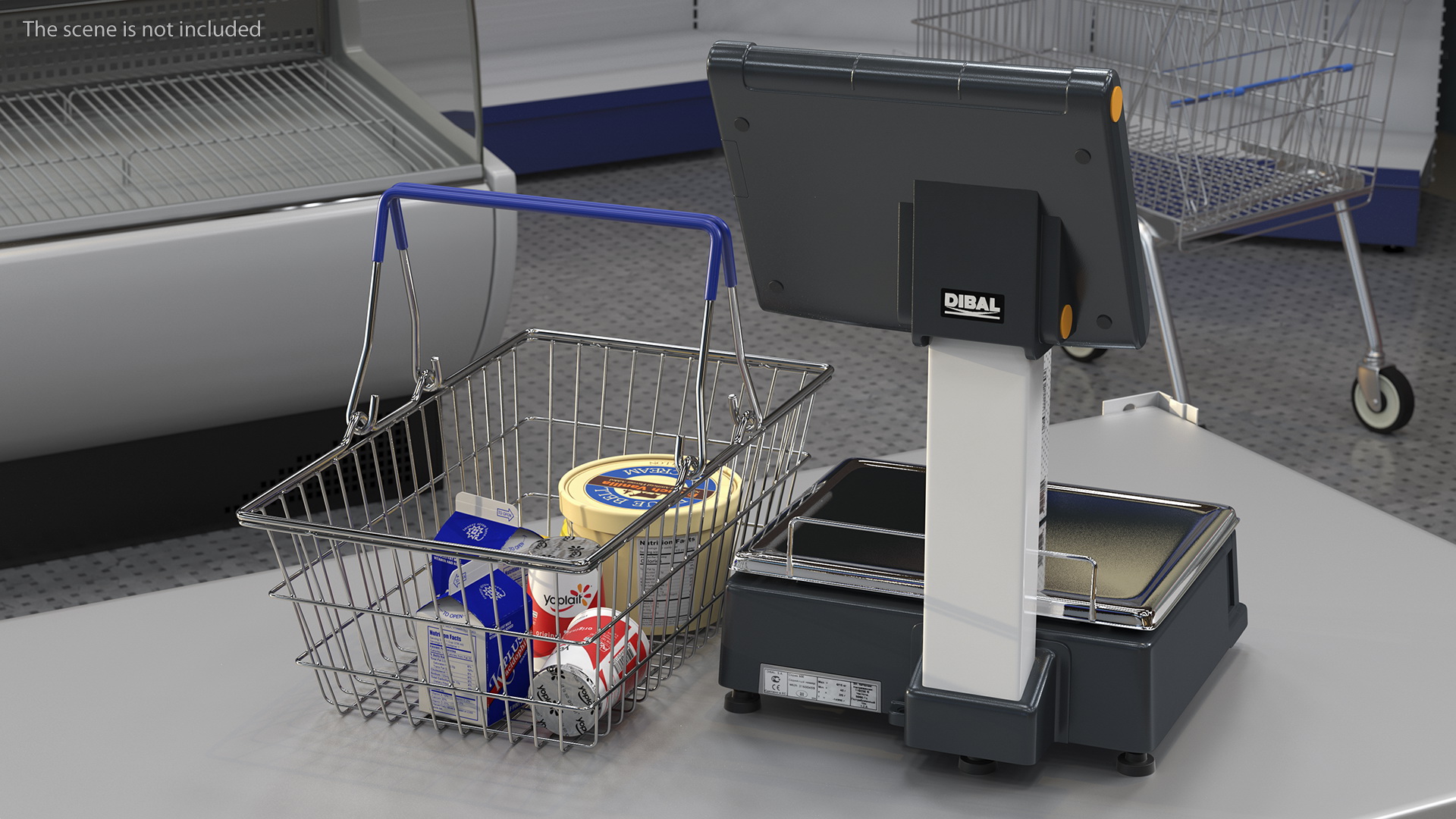 3D model Self-service Scales D-900 with Shopping Cart with Goods