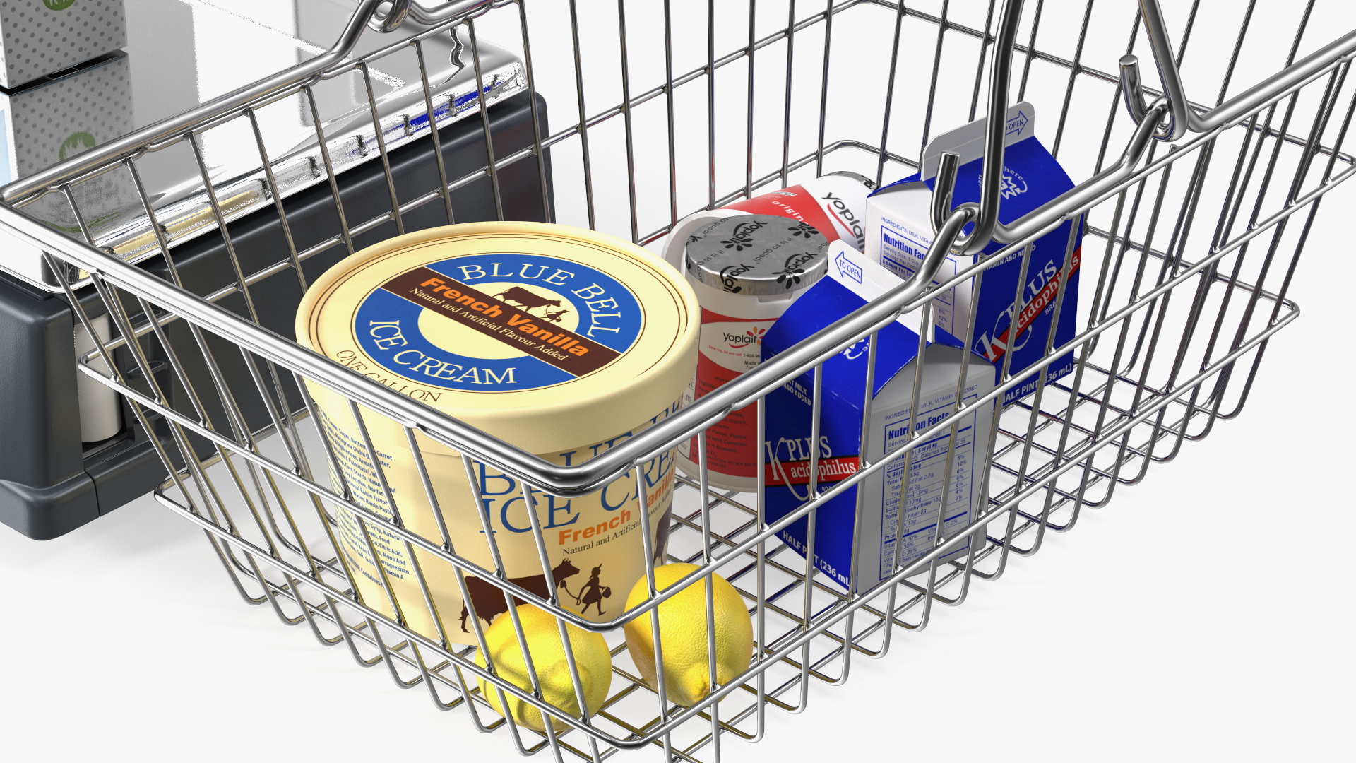 3D model Self-service Scales D-900 with Shopping Cart with Goods