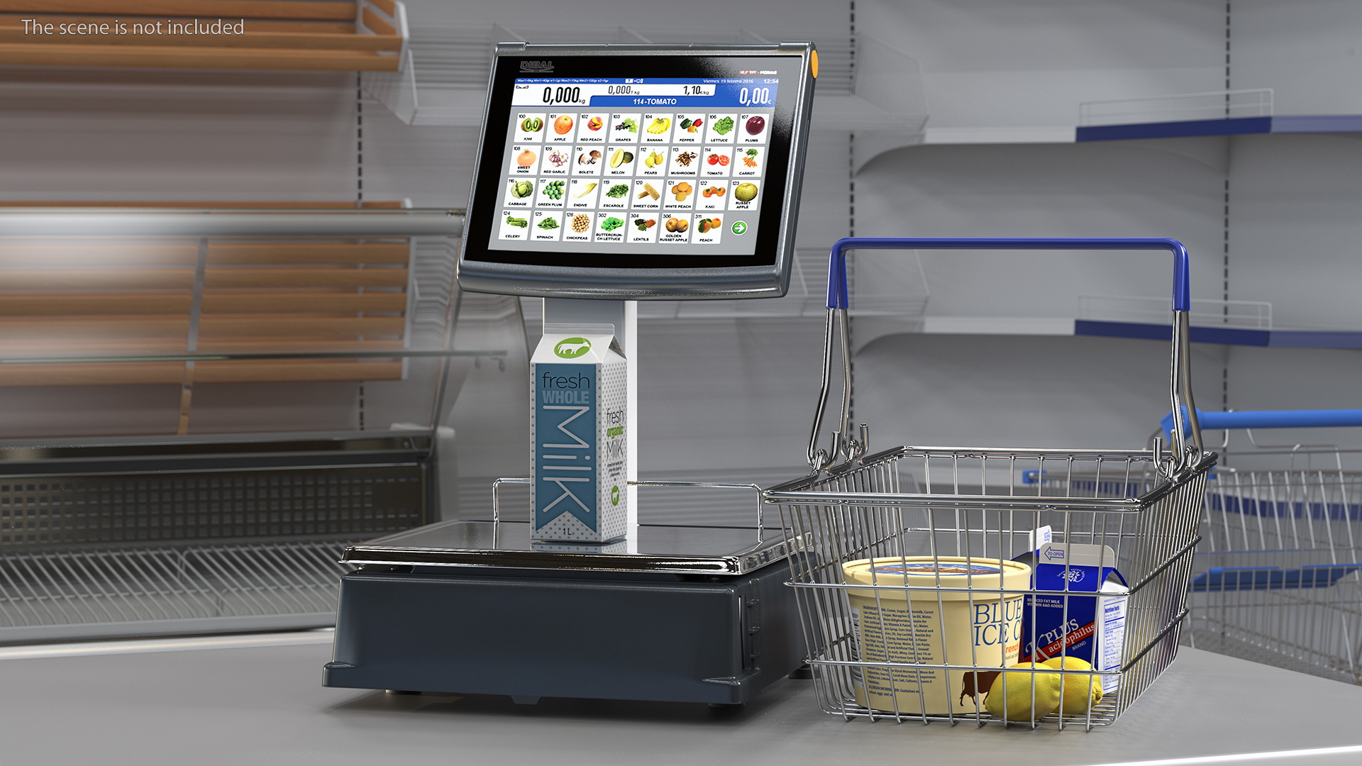 3D model Self-service Scales D-900 with Shopping Cart with Goods