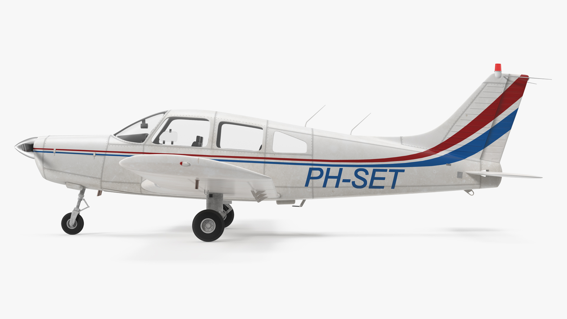 Civil Utility Aircraft Piper PA 28 161 Cherokee Rigged 3D model