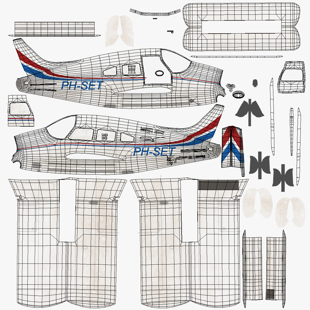 Civil Utility Aircraft Piper PA 28 161 Cherokee Rigged 3D model