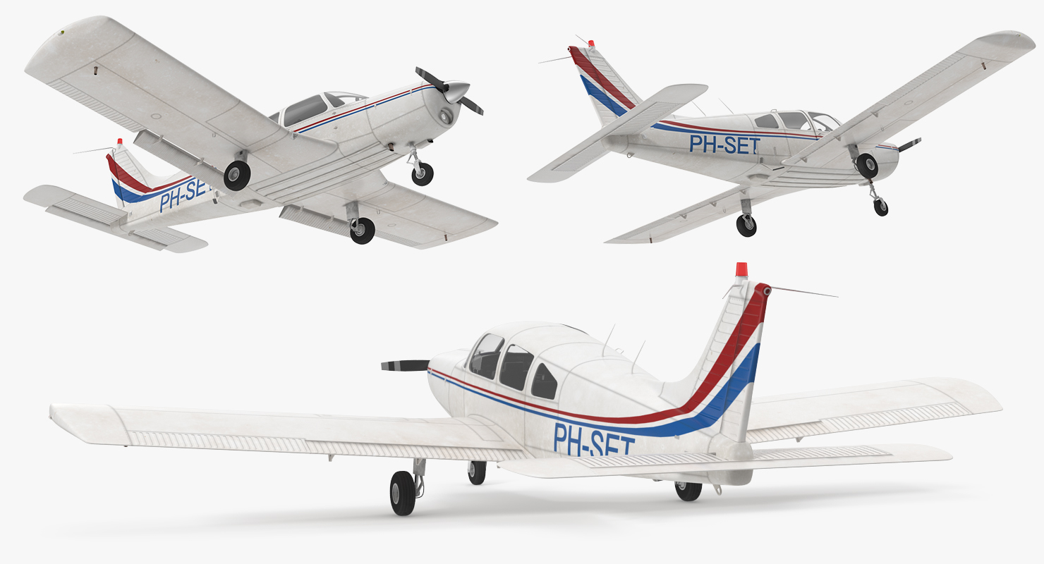 Civil Utility Aircraft Piper PA 28 161 Cherokee Rigged 3D model