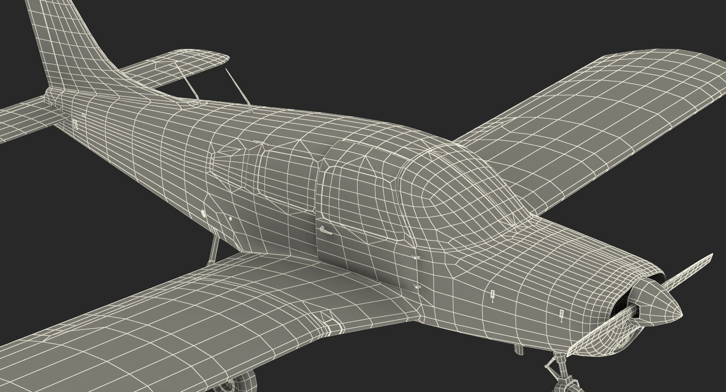 Civil Utility Aircraft Piper PA 28 161 Cherokee Rigged 3D model