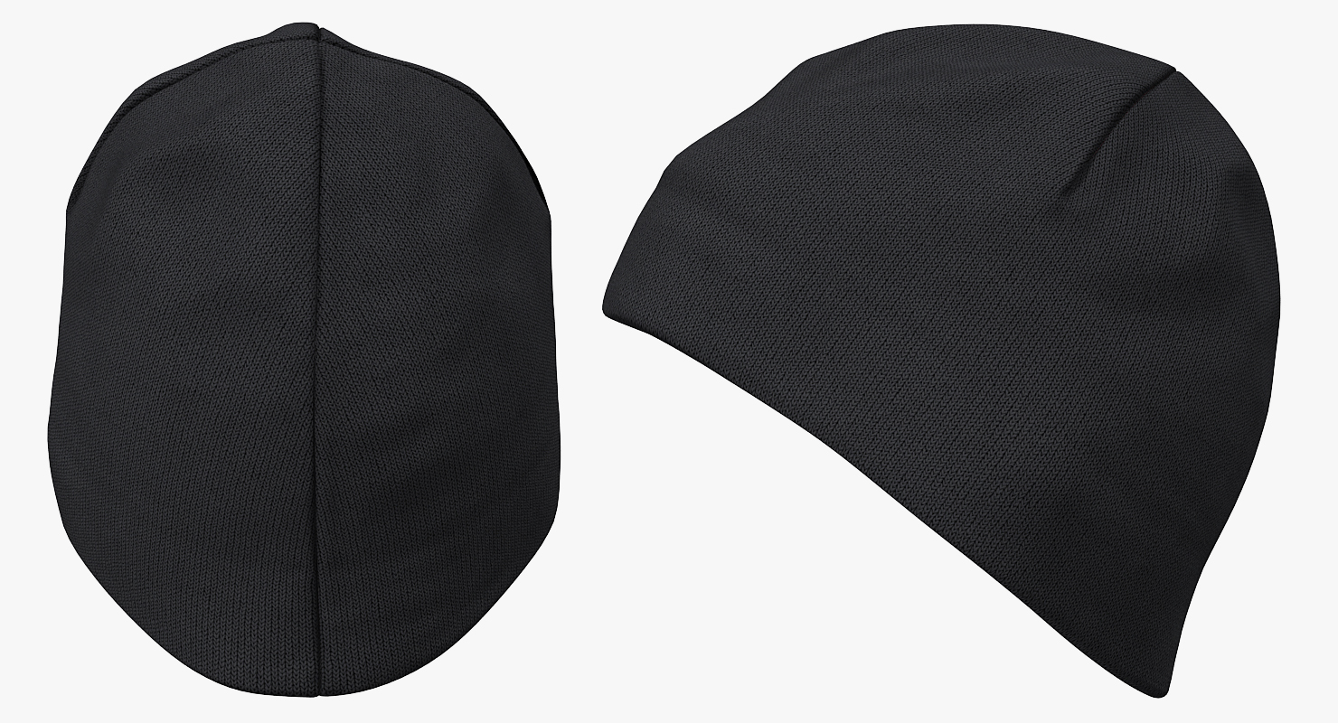 3D Mens Hat Ribbed Beanie Black model