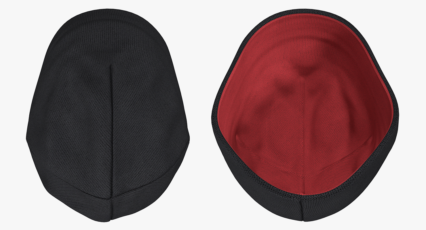 3D Mens Hat Ribbed Beanie Black model