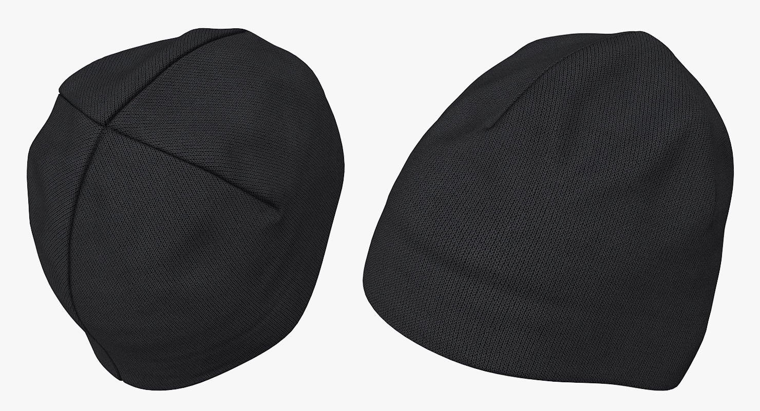 3D Mens Hat Ribbed Beanie Black model