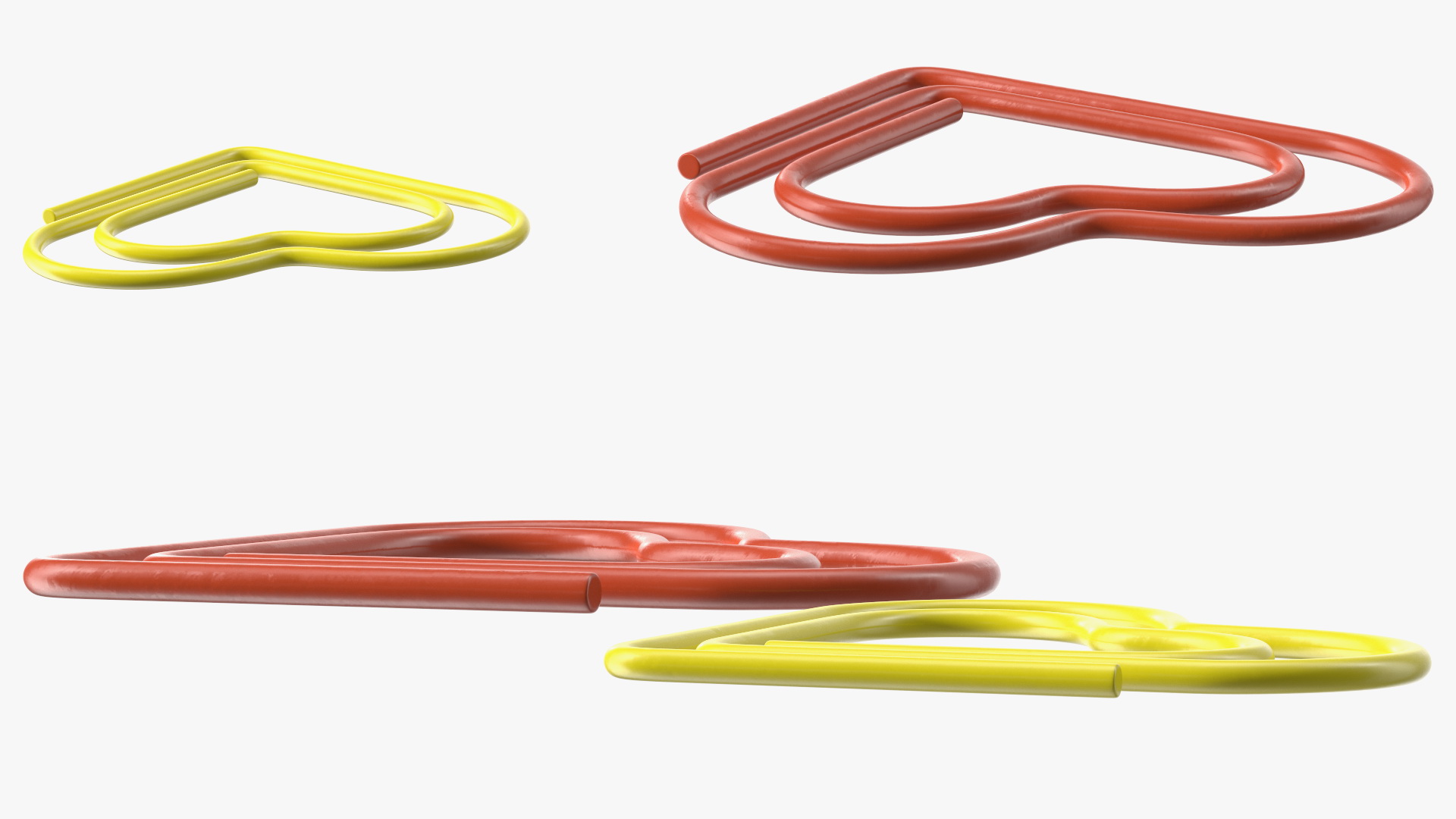 3D Paper Clip Heart Shape Color model