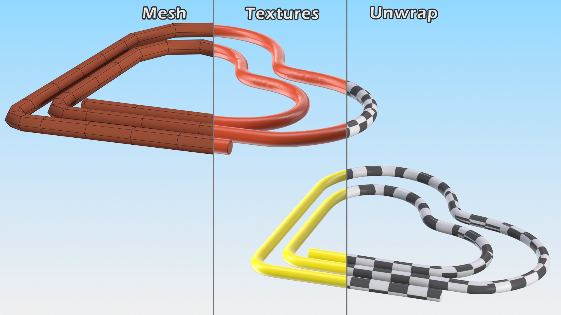 3D Paper Clip Heart Shape Color model