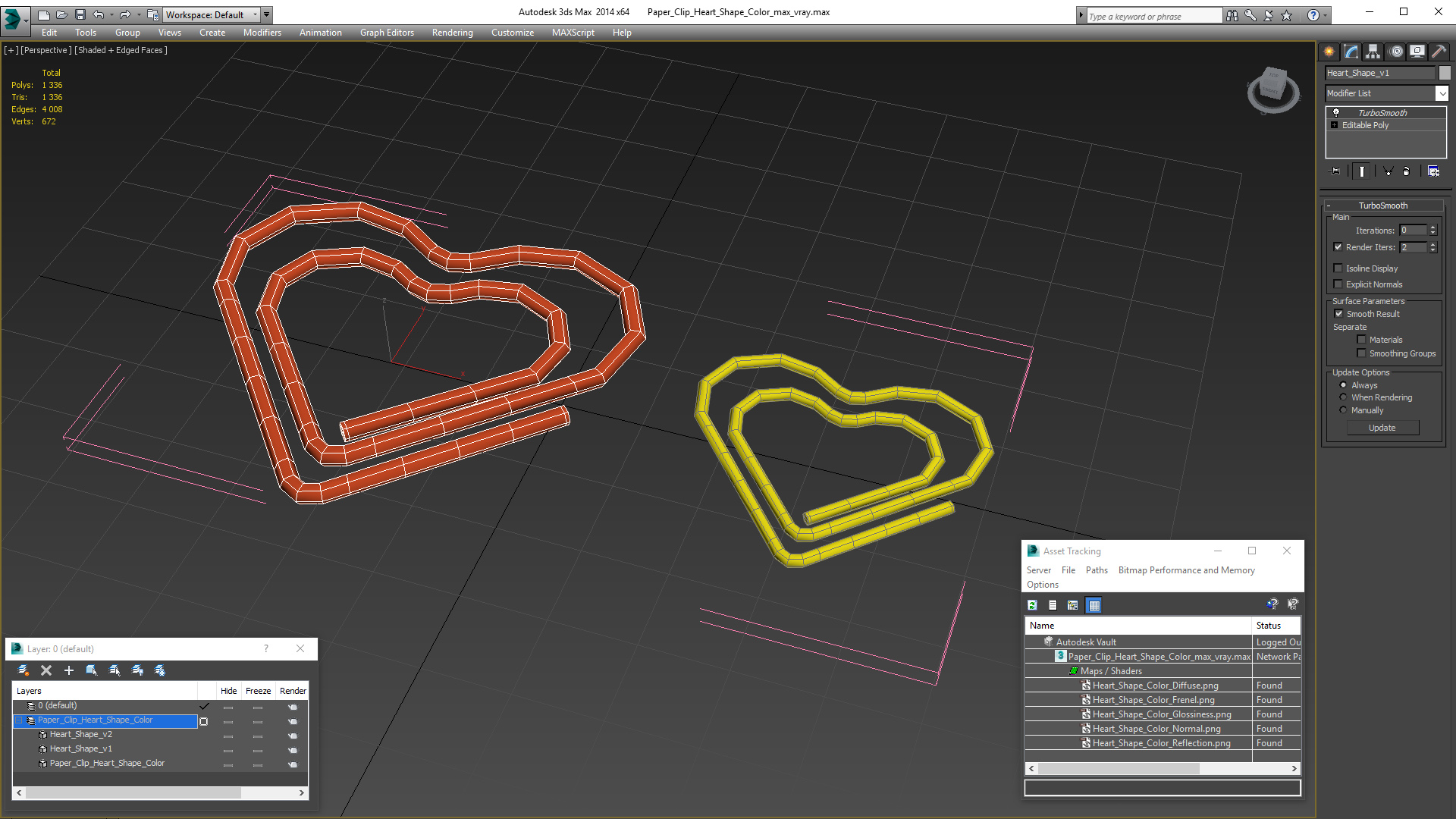 3D Paper Clip Heart Shape Color model
