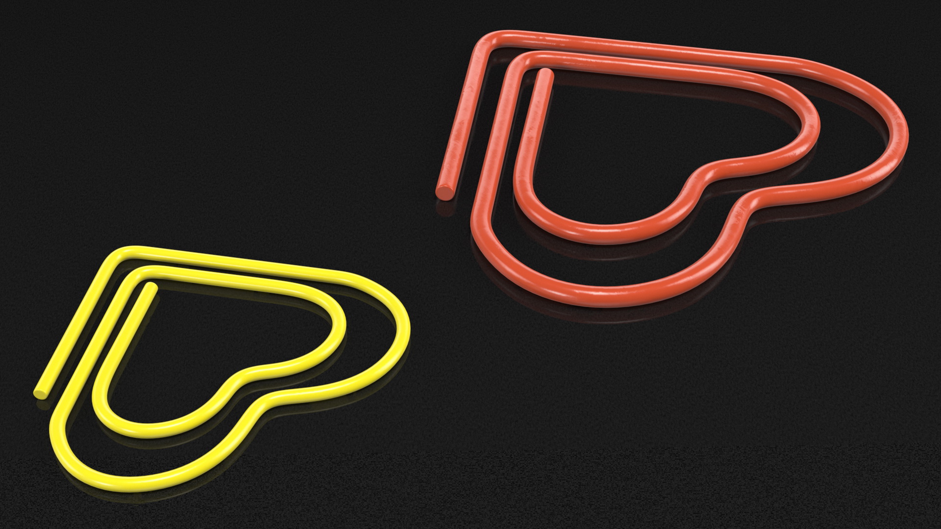 3D Paper Clip Heart Shape Color model