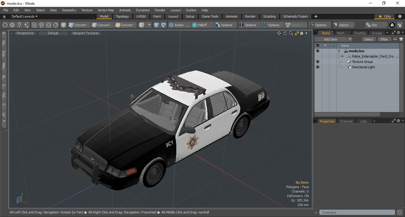 Police Interceptor Ford Crown Victoria Simple Interior 3D model