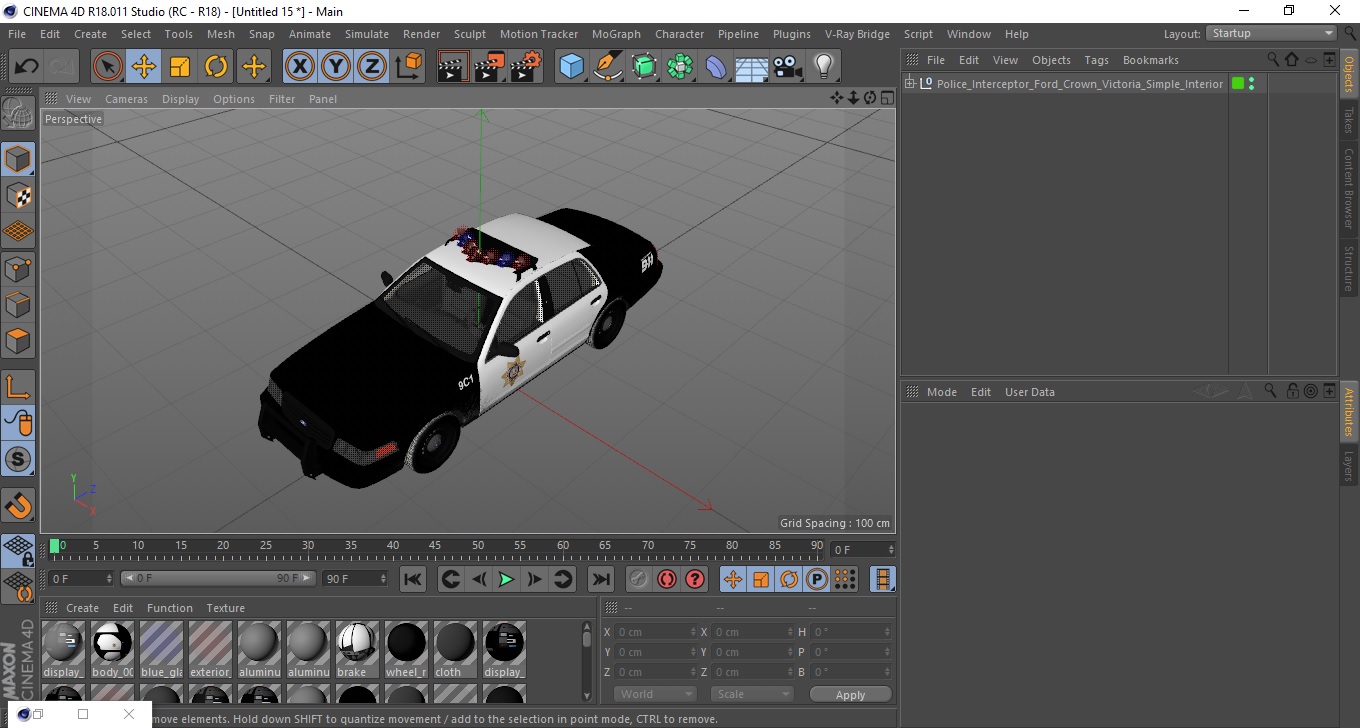 Police Interceptor Ford Crown Victoria Simple Interior 3D model