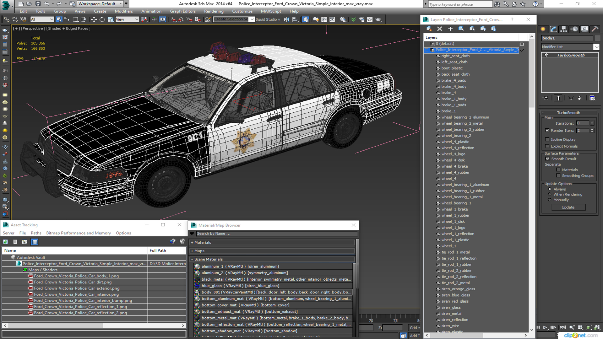 Police Interceptor Ford Crown Victoria Simple Interior 3D model