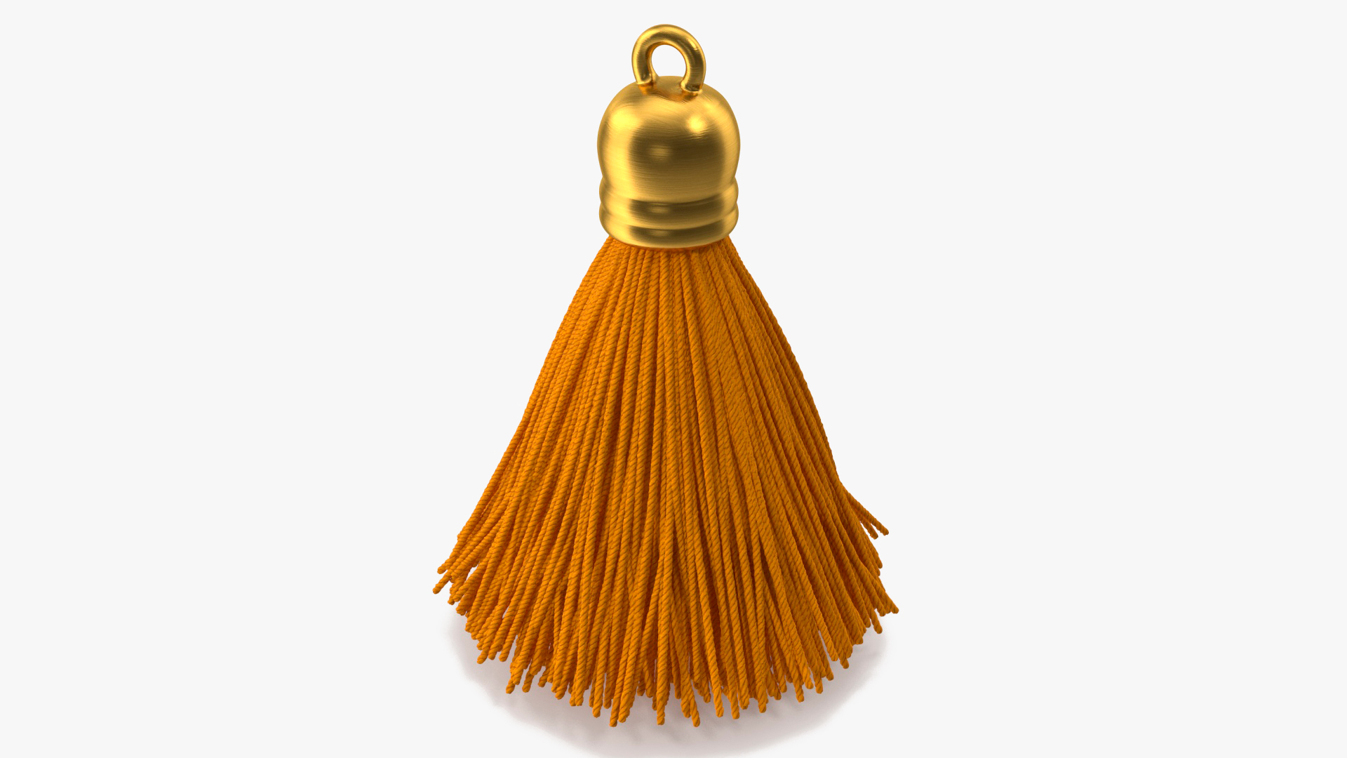 Gold Cap Wool Tassel Yellow 3D