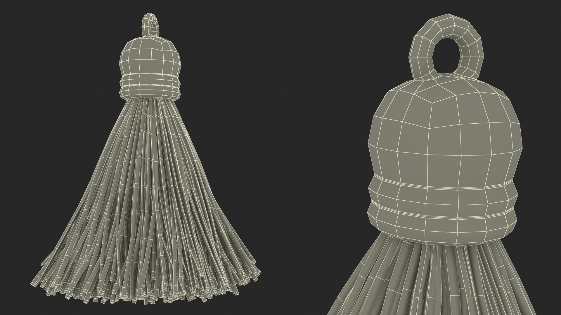 Gold Cap Wool Tassel Yellow 3D