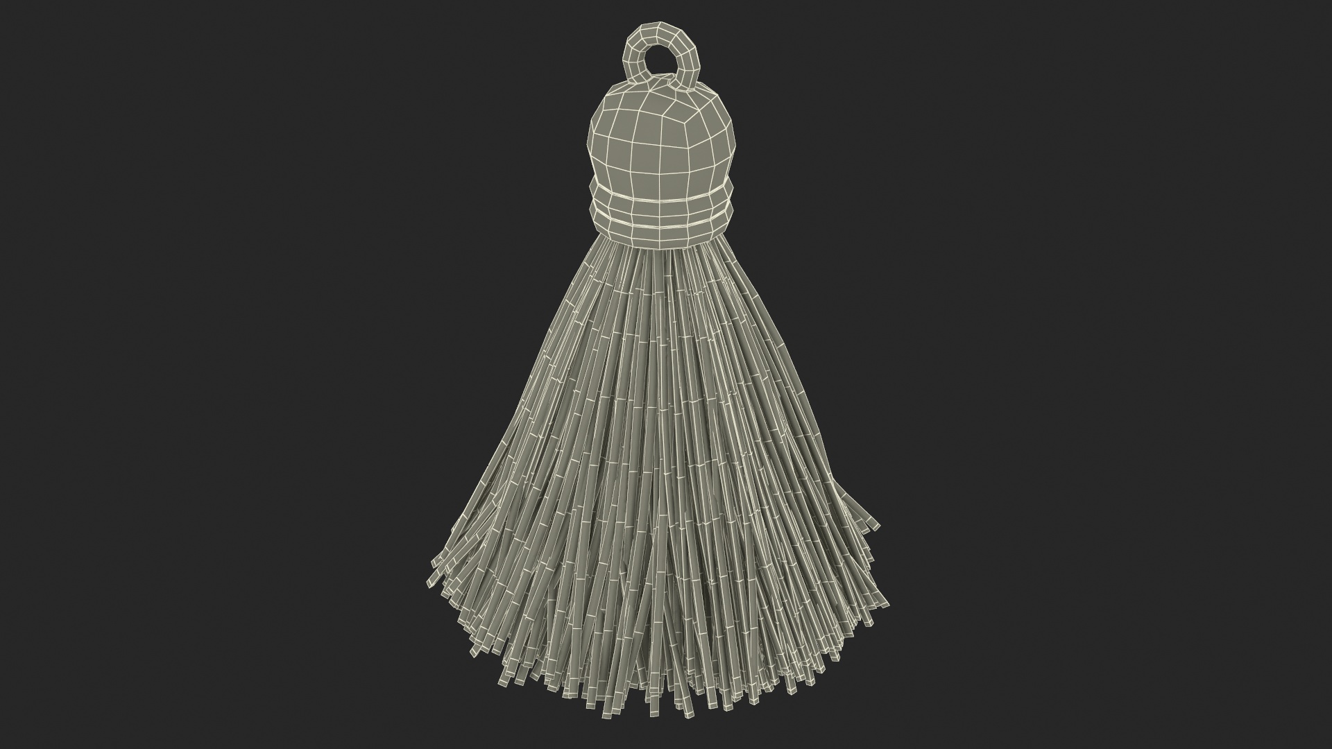 Gold Cap Wool Tassel Yellow 3D