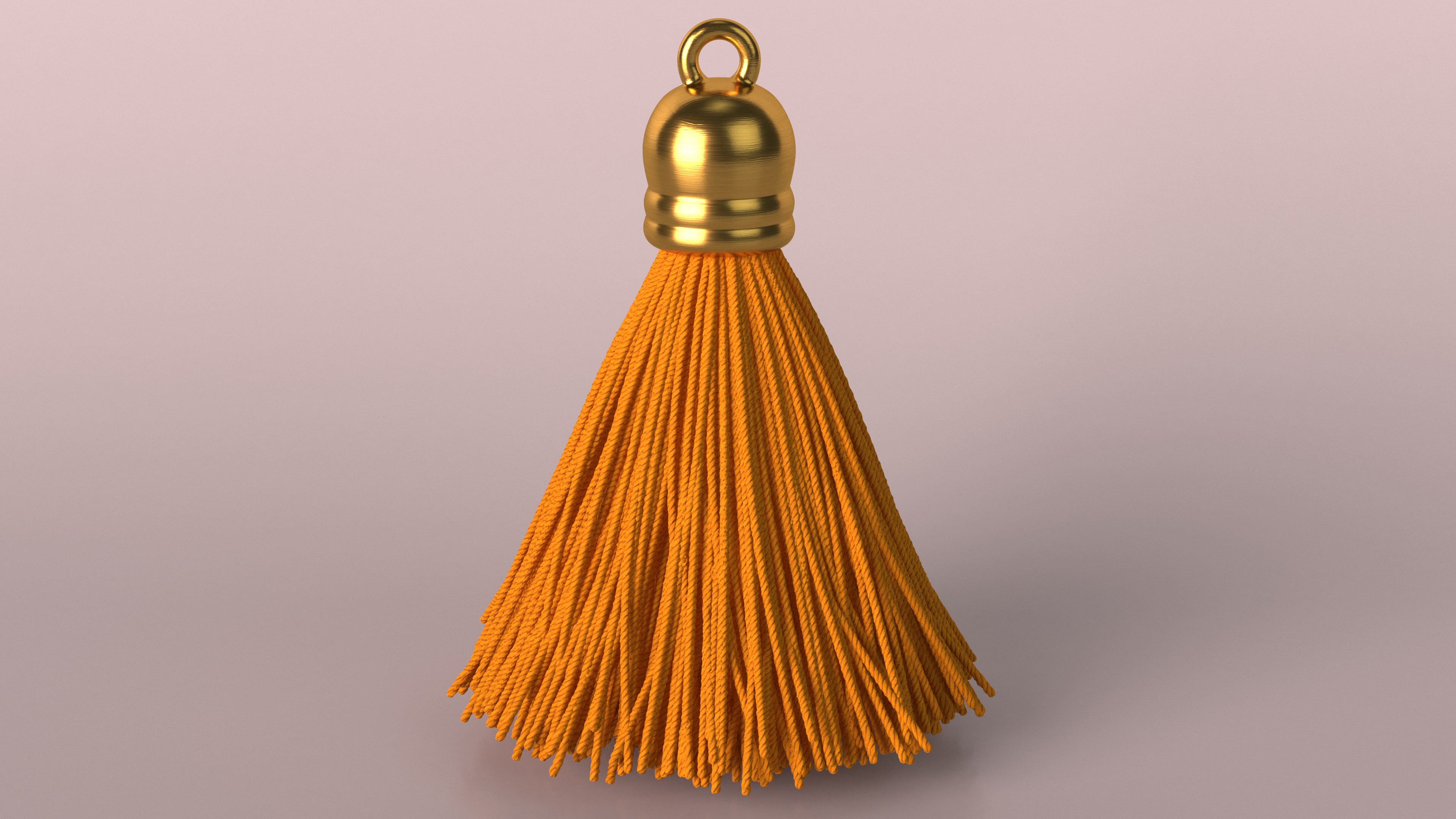 Gold Cap Wool Tassel Yellow 3D