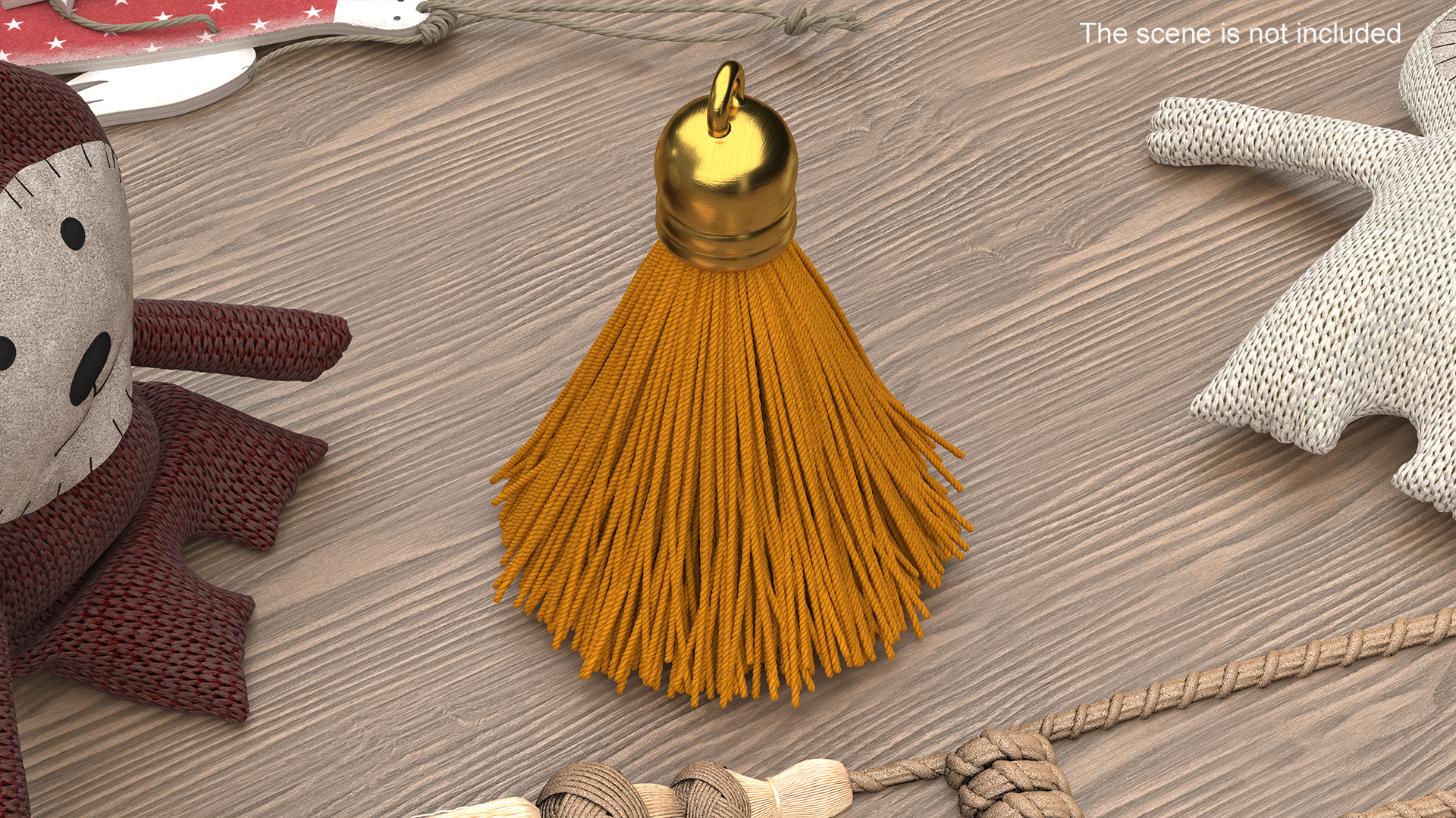Gold Cap Wool Tassel Yellow 3D