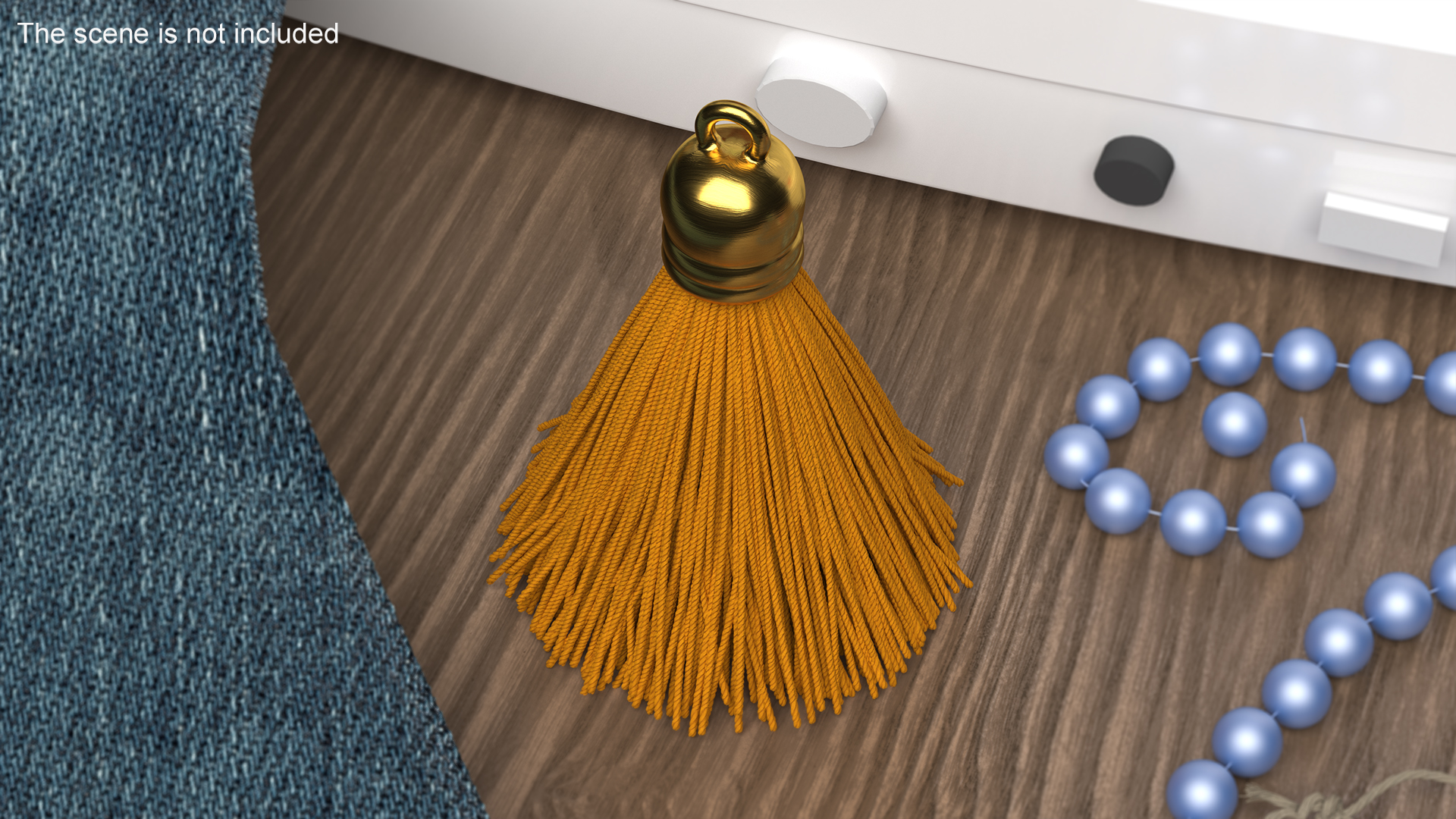 Gold Cap Wool Tassel Yellow 3D