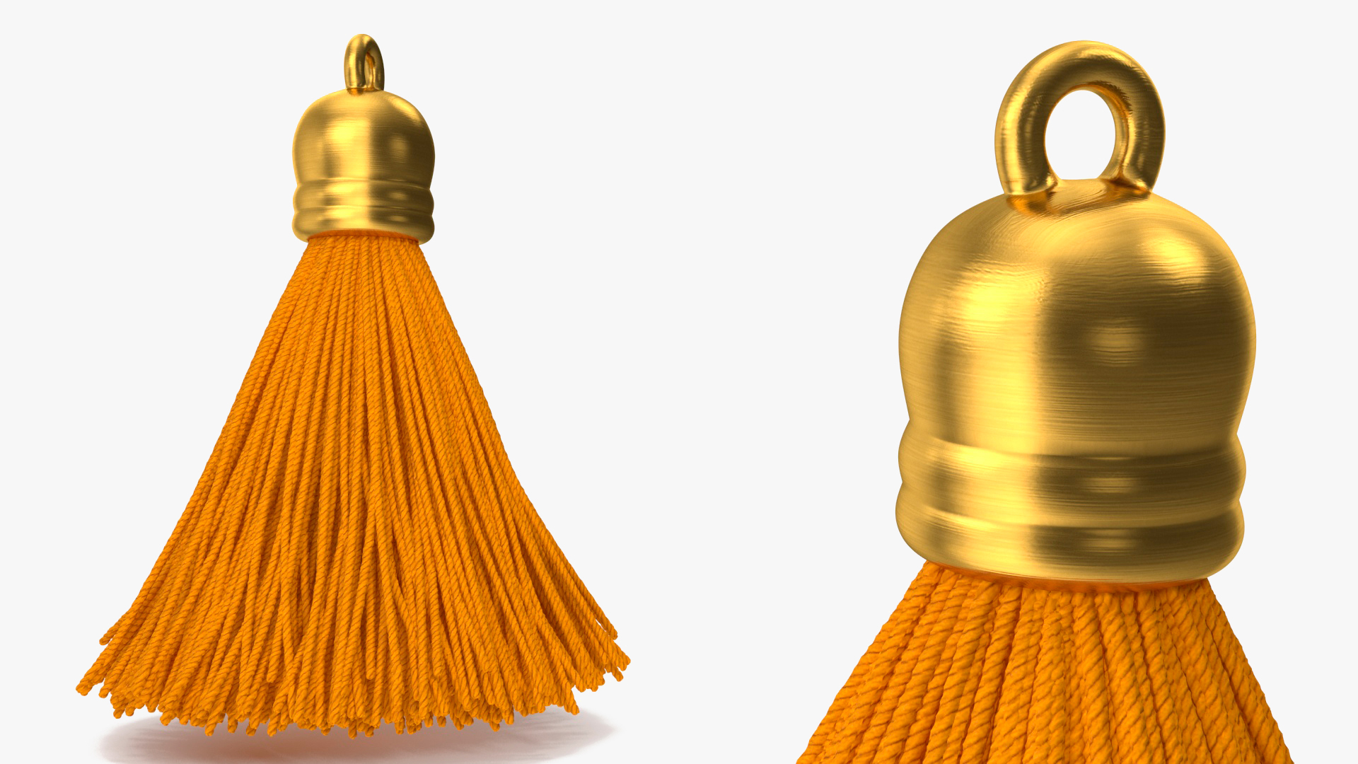 Gold Cap Wool Tassel Yellow 3D