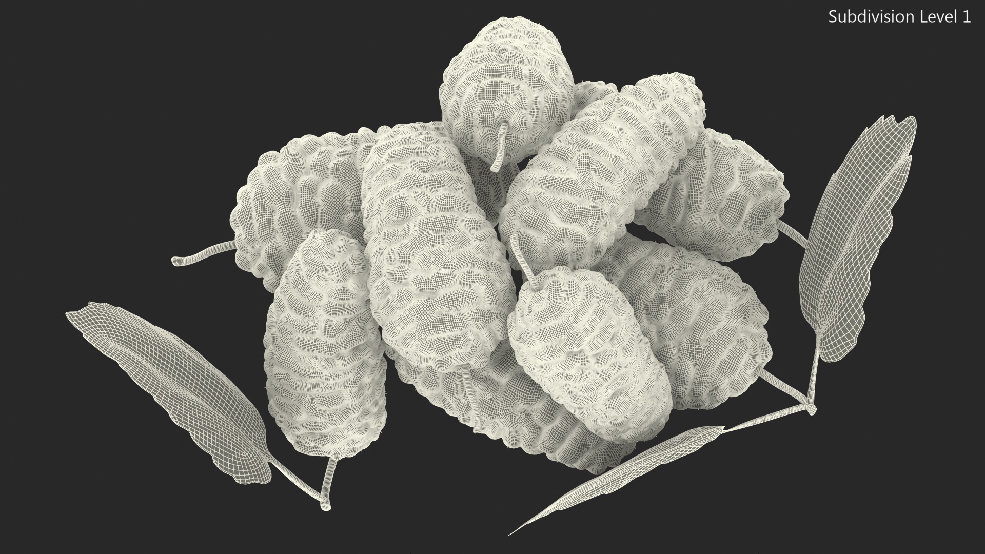 3D Pile of Mulberry Fruit White model