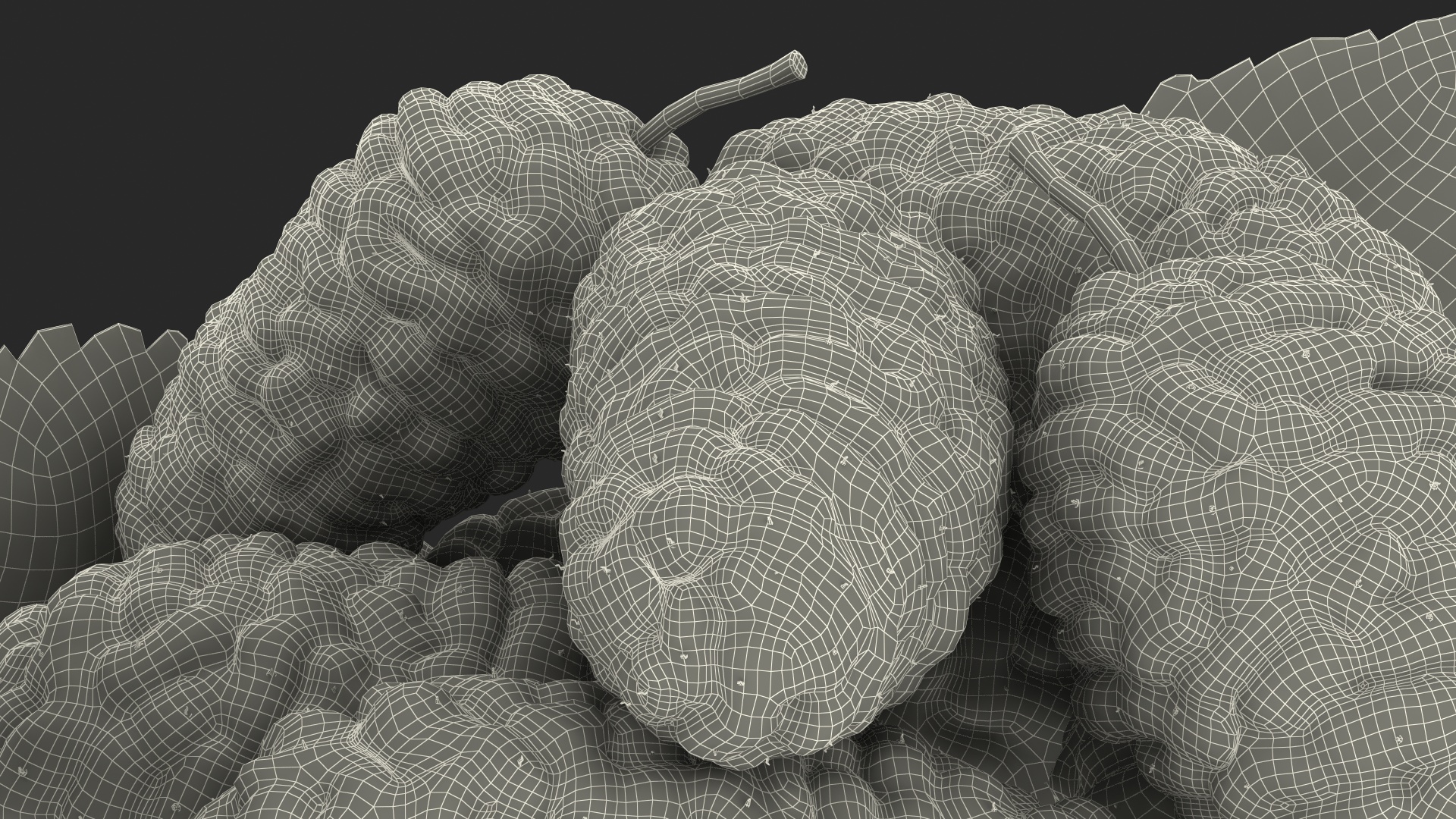 3D Pile of Mulberry Fruit White model