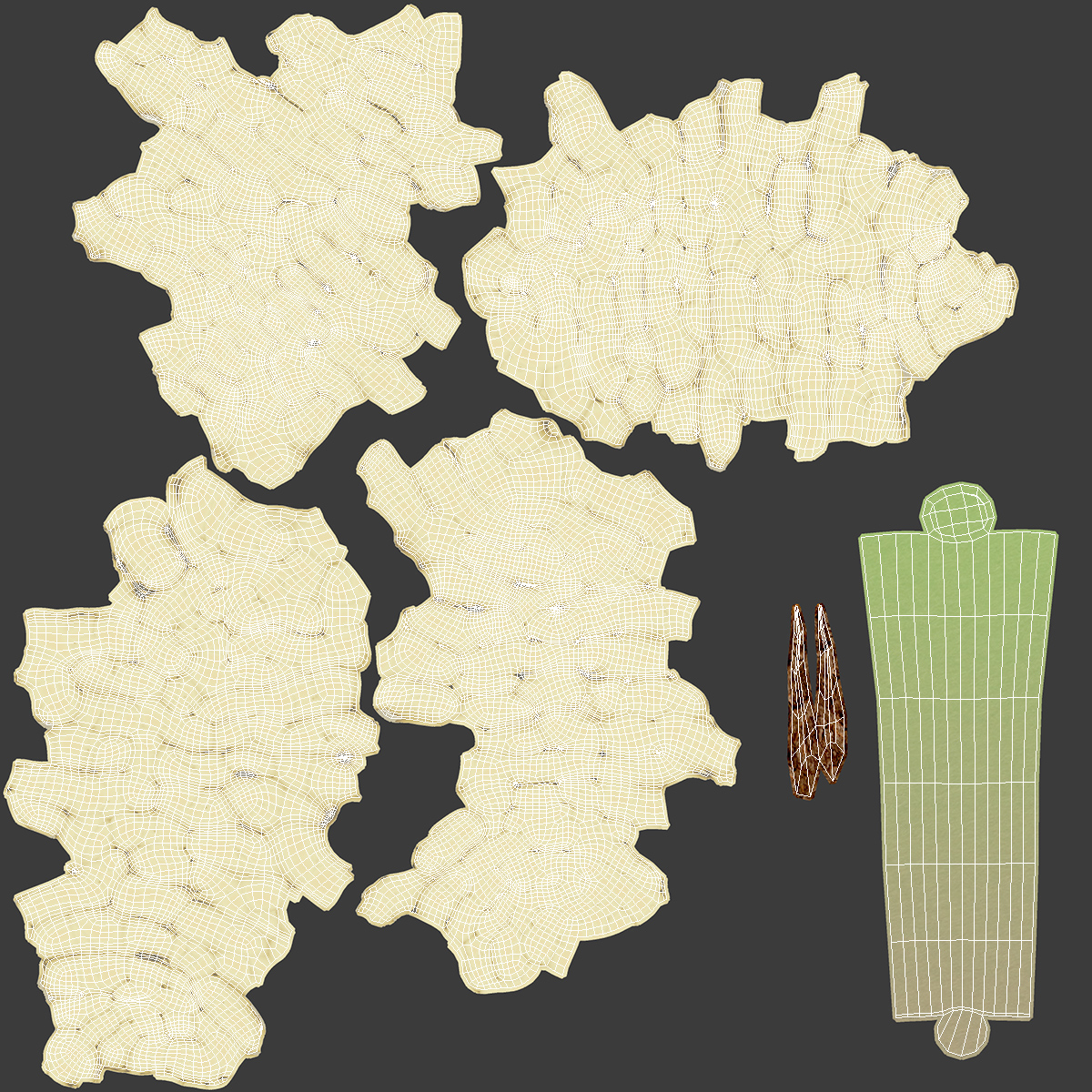 3D Pile of Mulberry Fruit White model