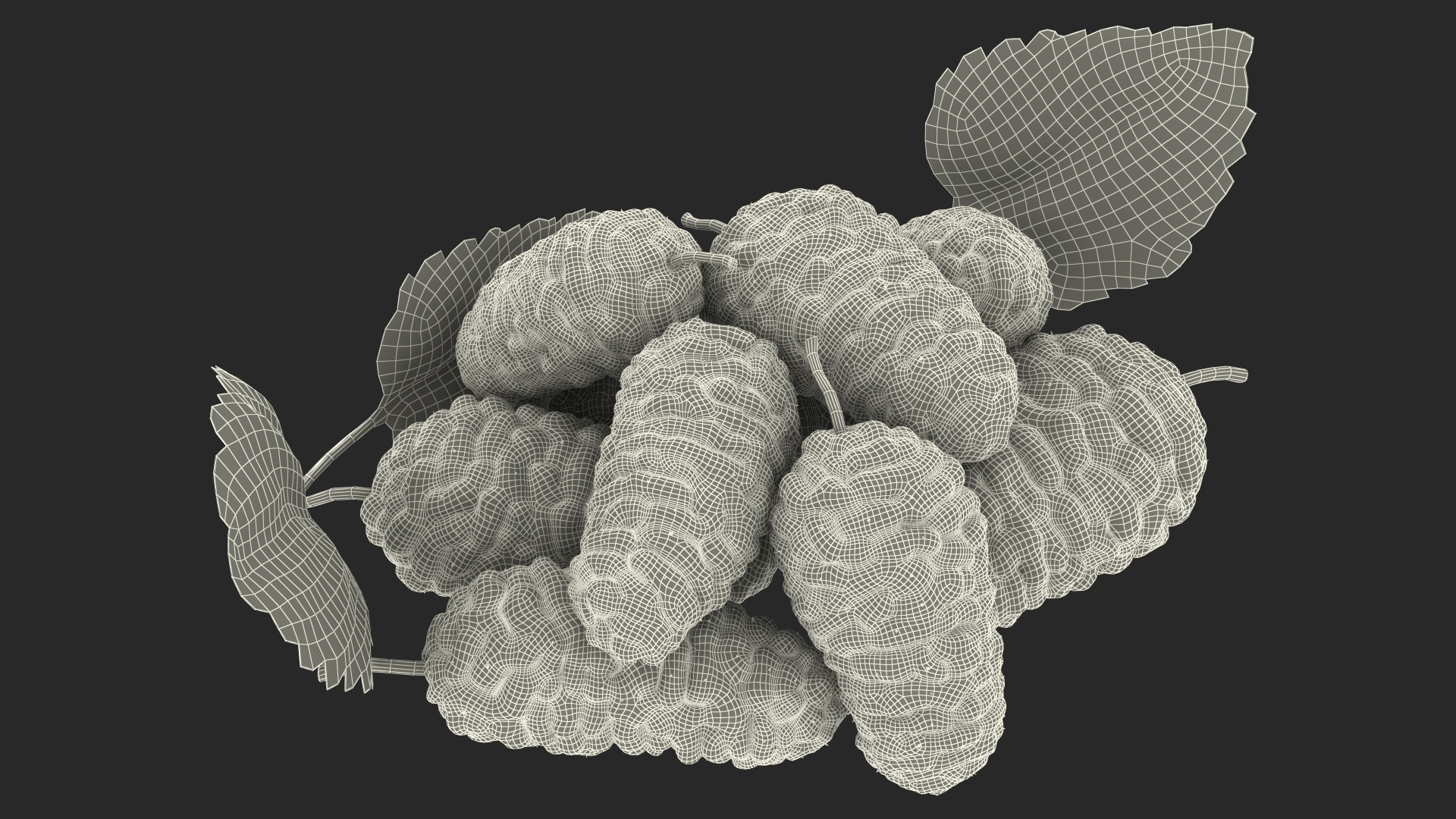 3D Pile of Mulberry Fruit White model