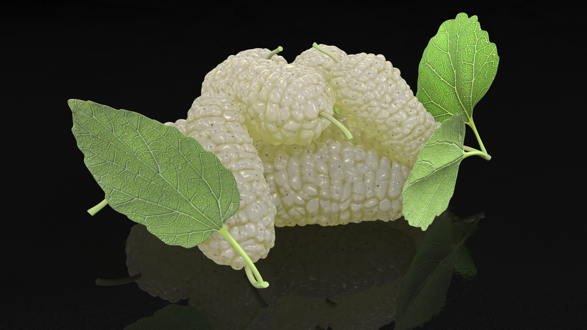 3D Pile of Mulberry Fruit White model