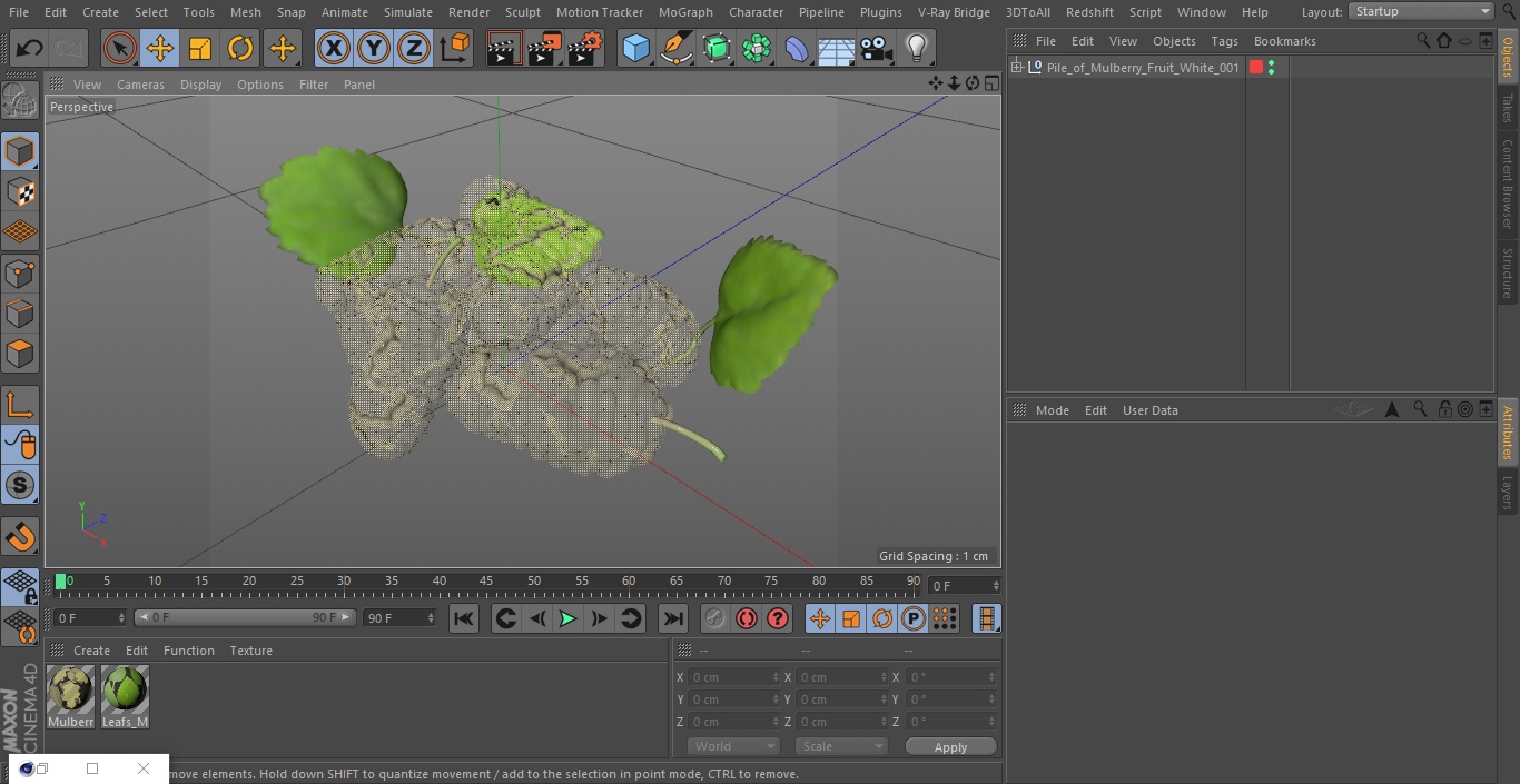 3D Pile of Mulberry Fruit White model