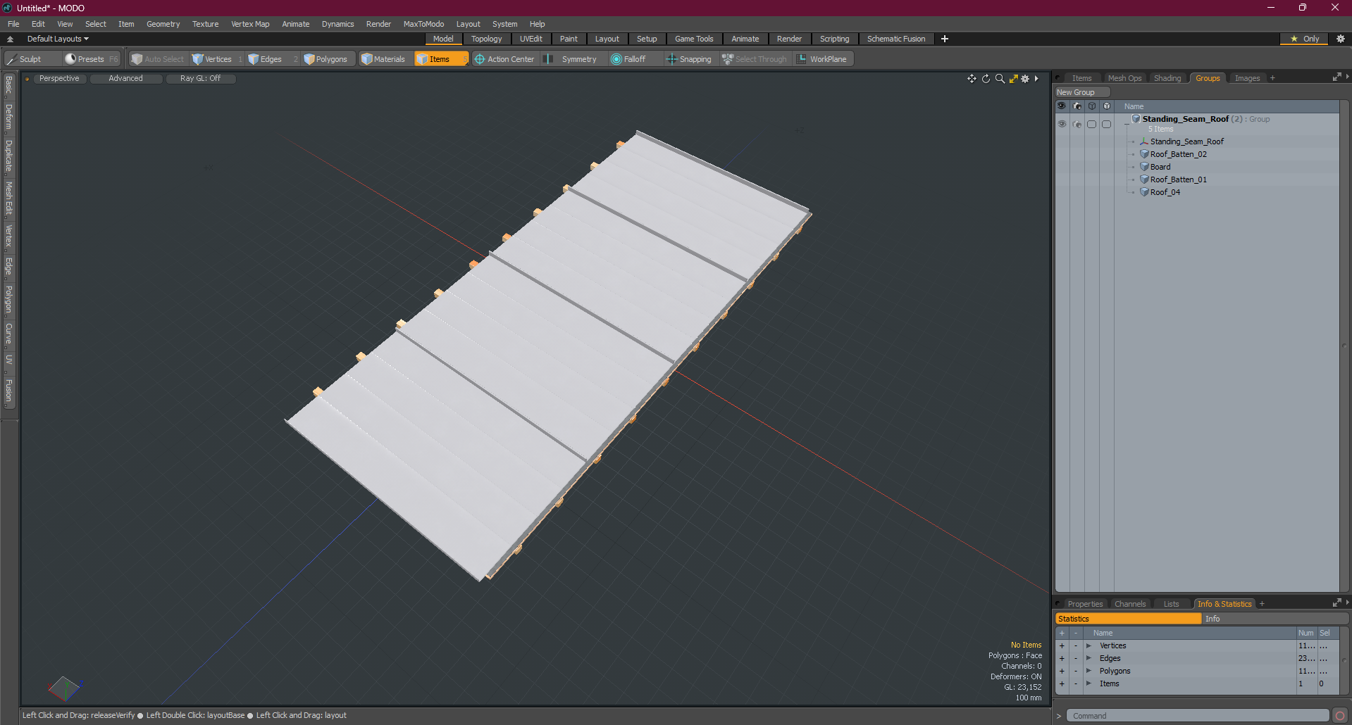 3D Standing Seam Roof model