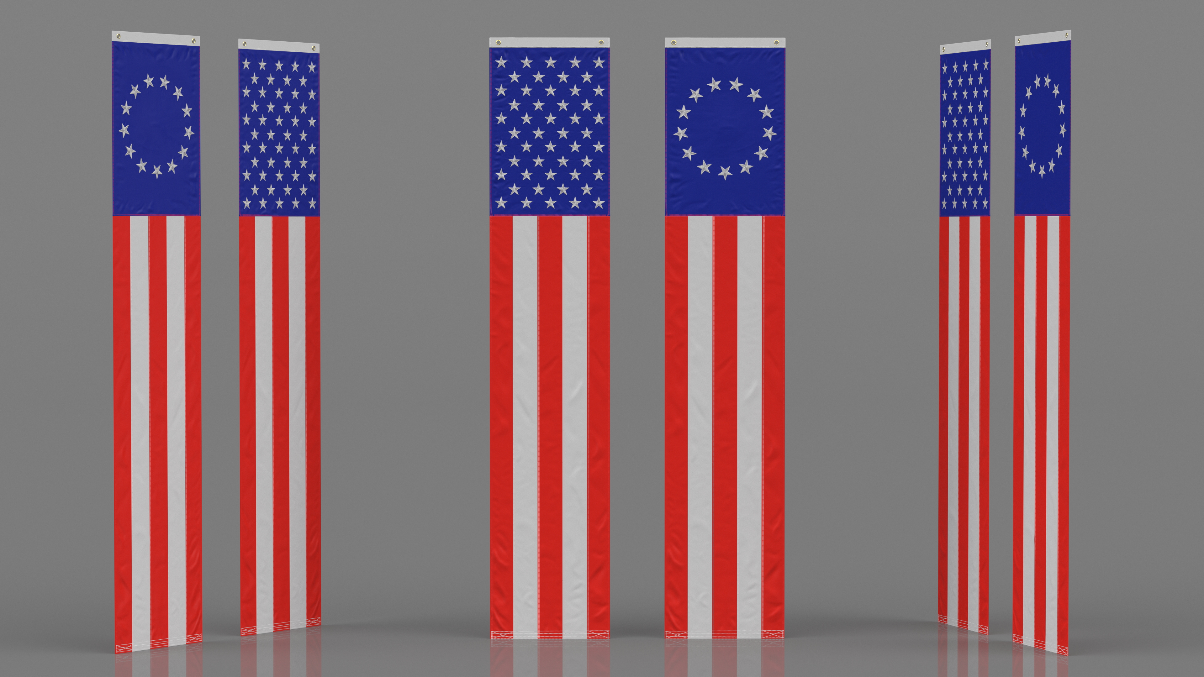 Pull Down US Flags Set 3D