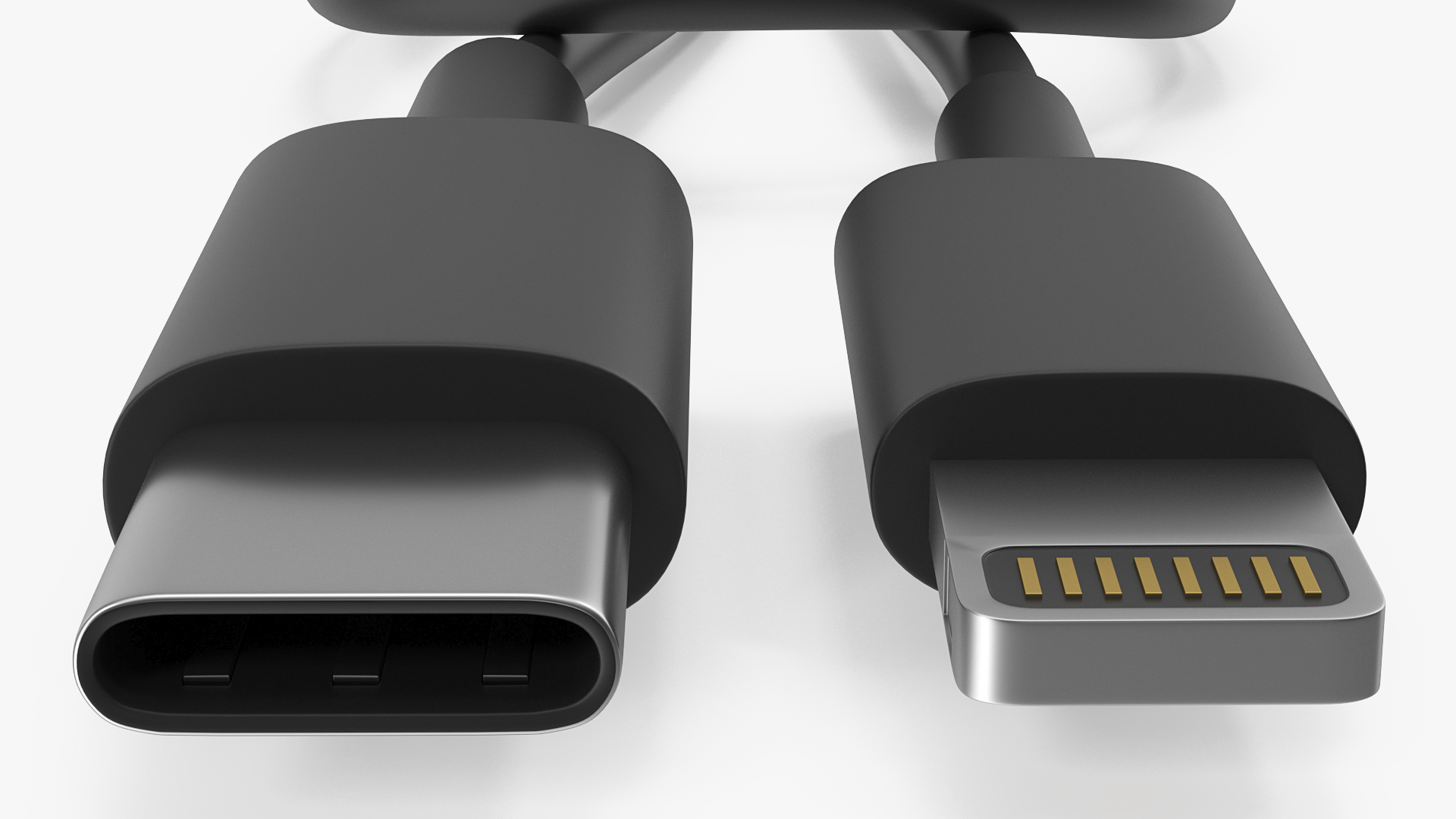 3D model USB Type-C to Lightning Cable Black