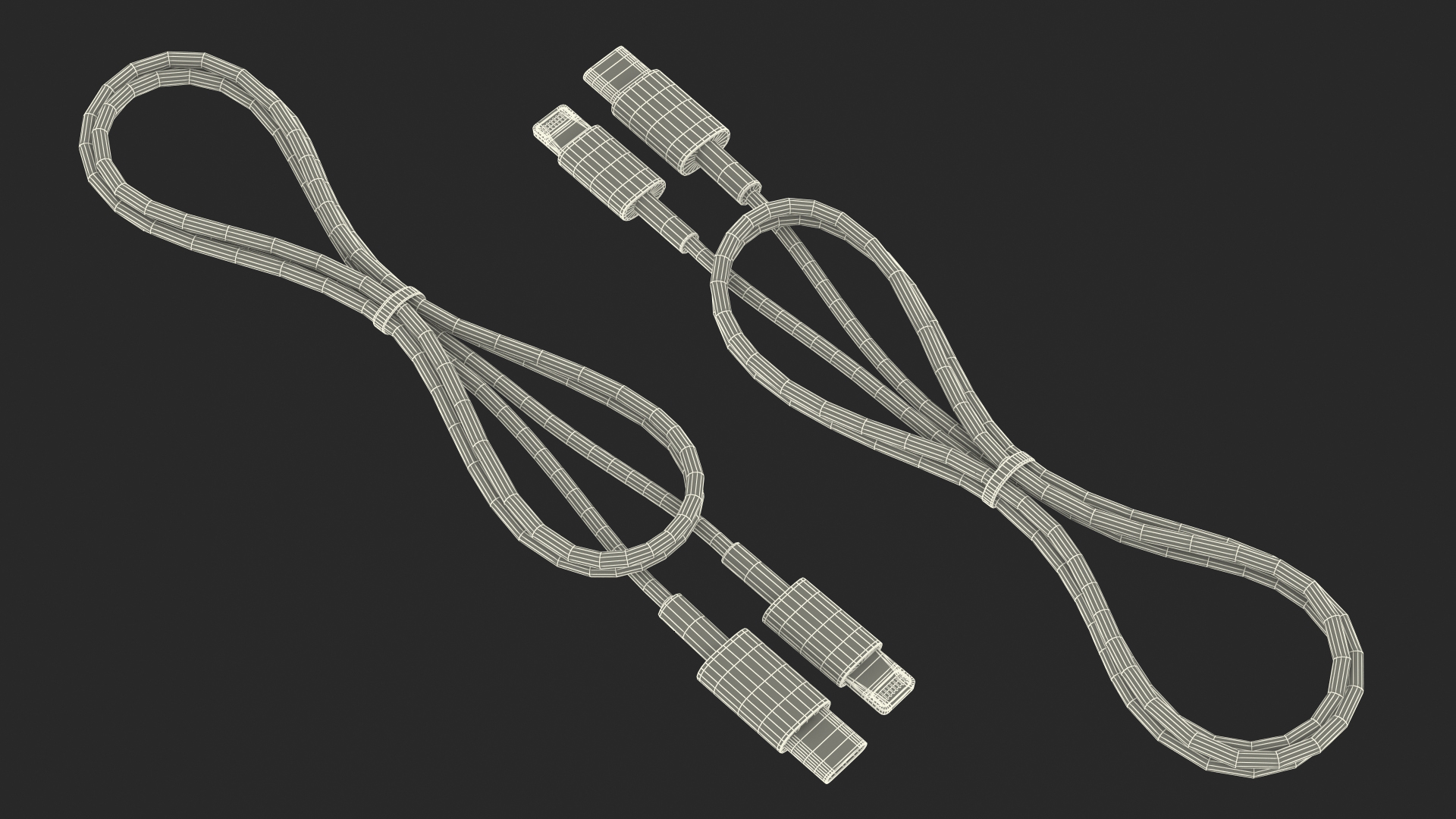 3D model USB Type-C to Lightning Cable Black