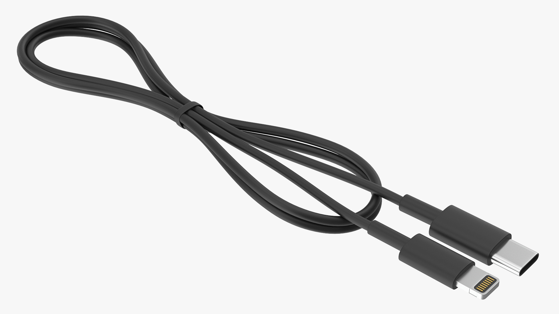 3D model USB Type-C to Lightning Cable Black