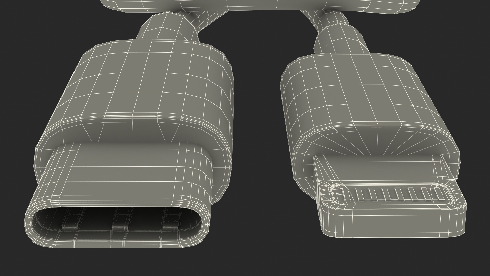 3D model USB Type-C to Lightning Cable Black