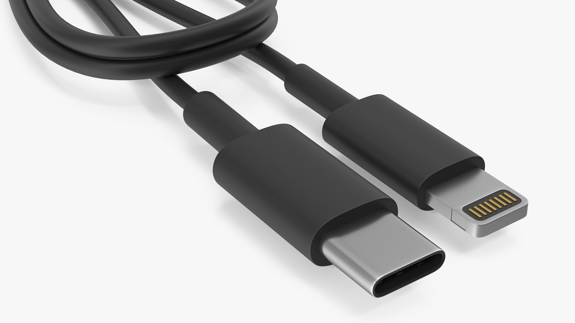 3D model USB Type-C to Lightning Cable Black