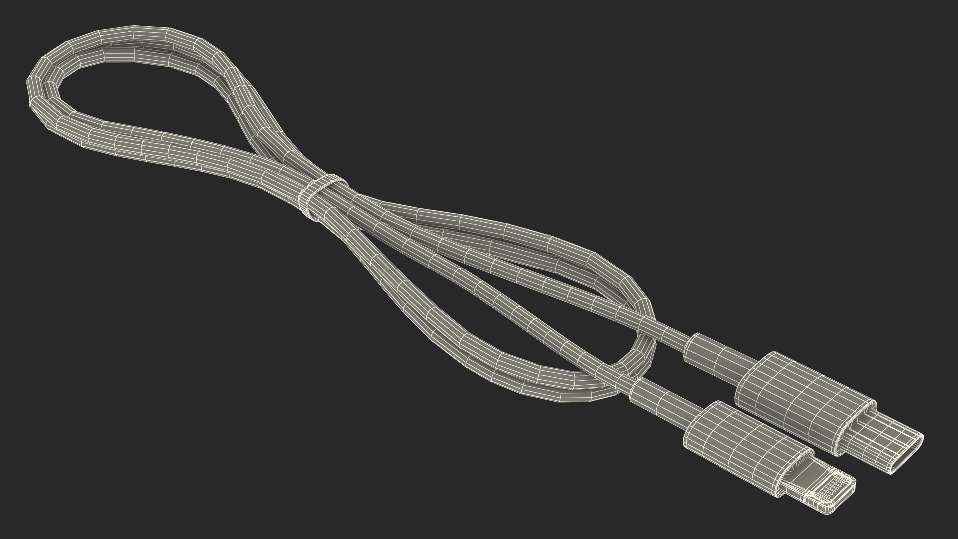 3D model USB Type-C to Lightning Cable Black