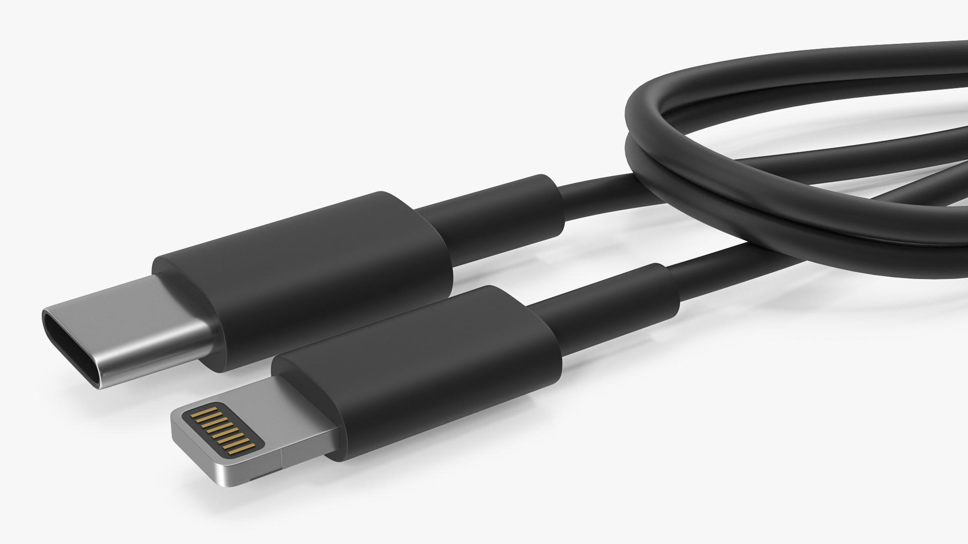 3D model USB Type-C to Lightning Cable Black