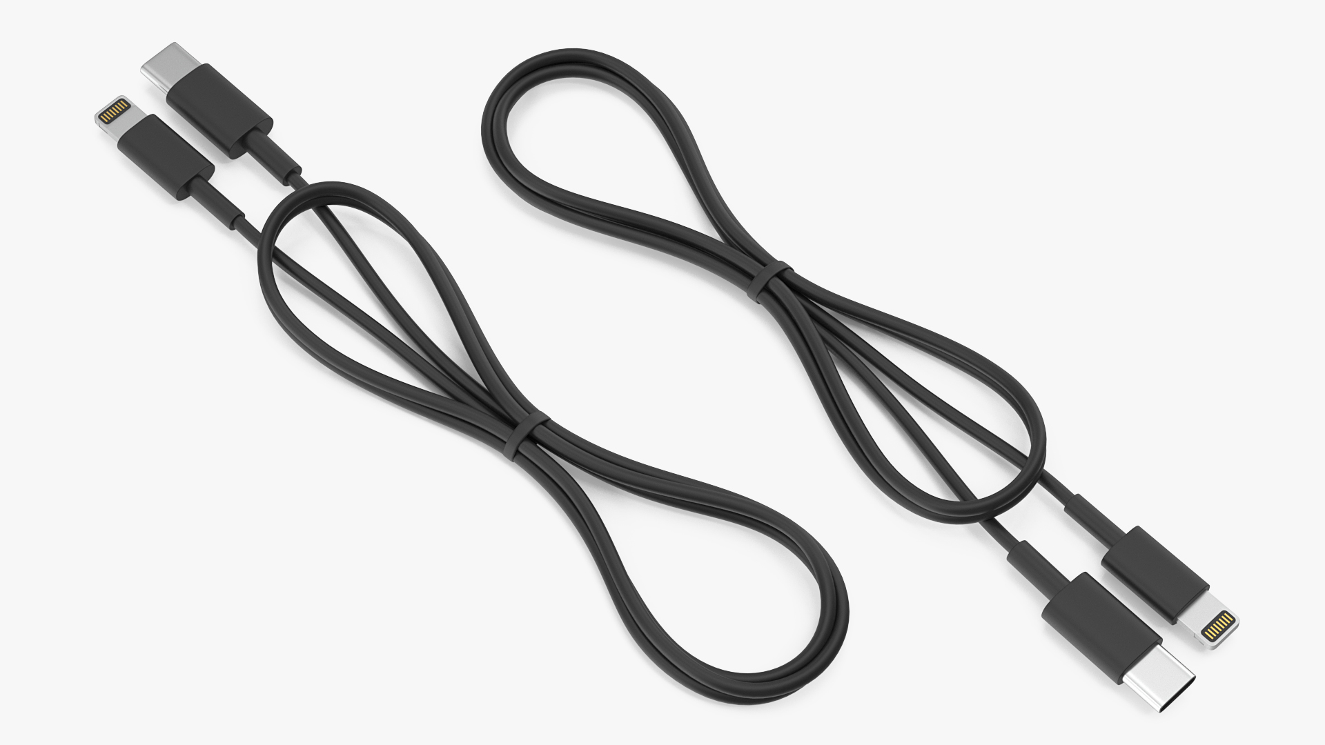 3D model USB Type-C to Lightning Cable Black