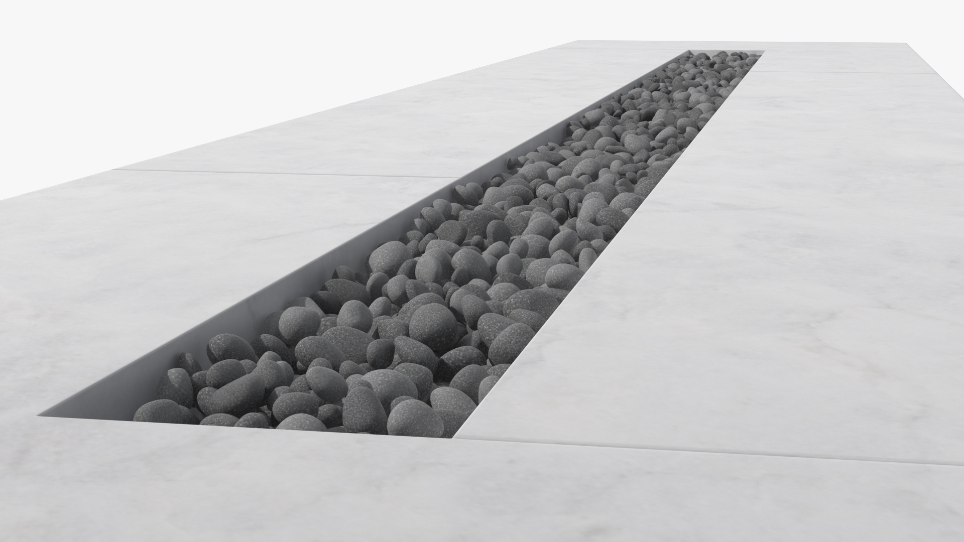 3D model Gas Fire Pit Rectangular Marble White No Fire