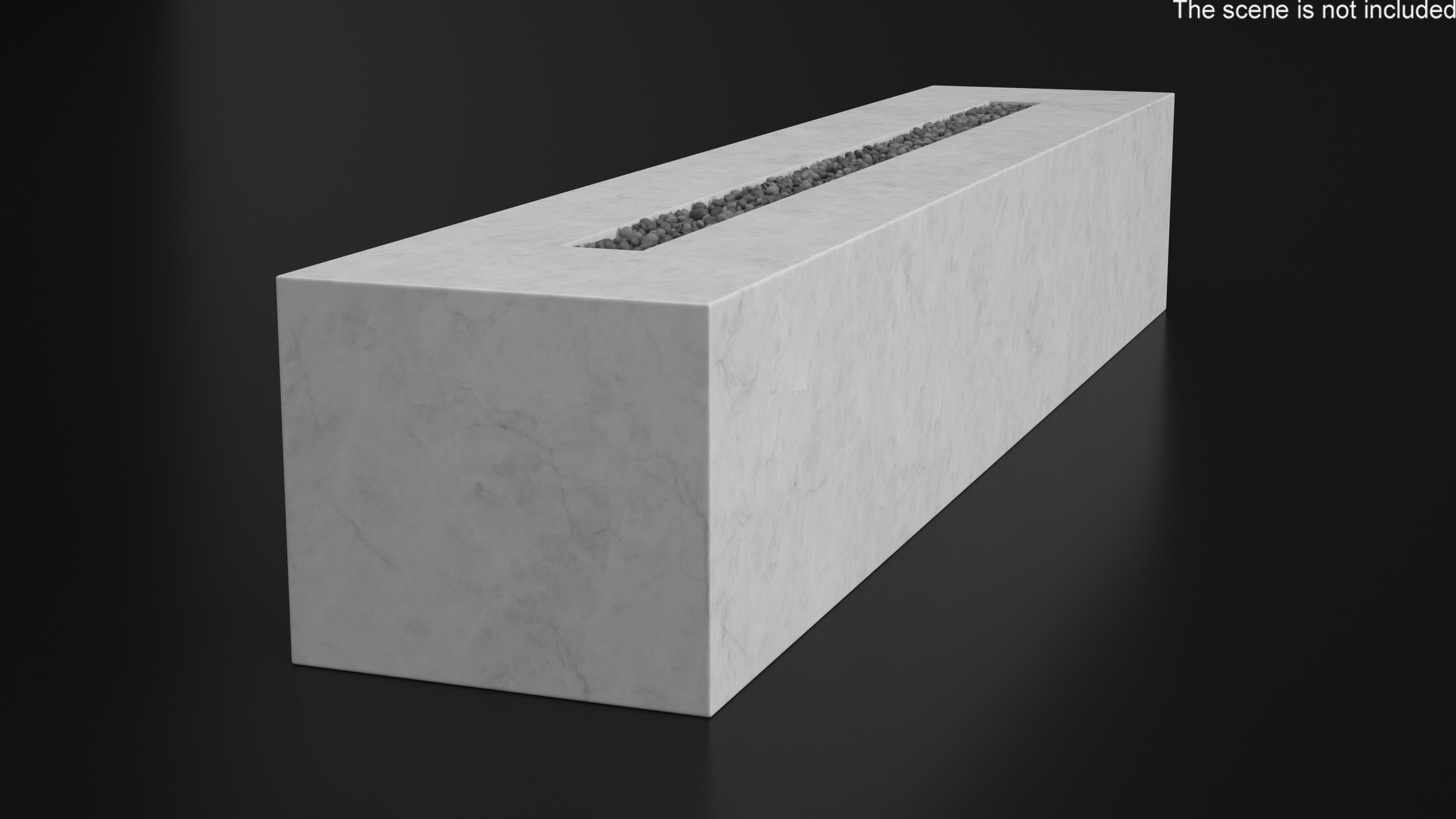 3D model Gas Fire Pit Rectangular Marble White No Fire