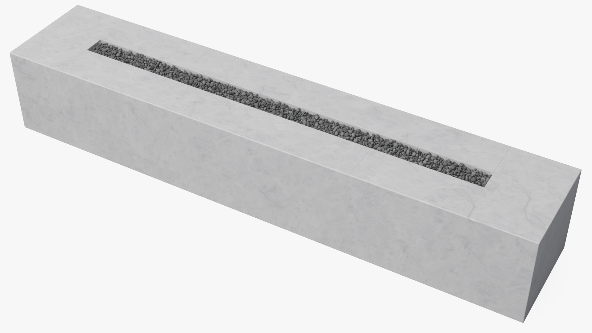 3D model Gas Fire Pit Rectangular Marble White No Fire
