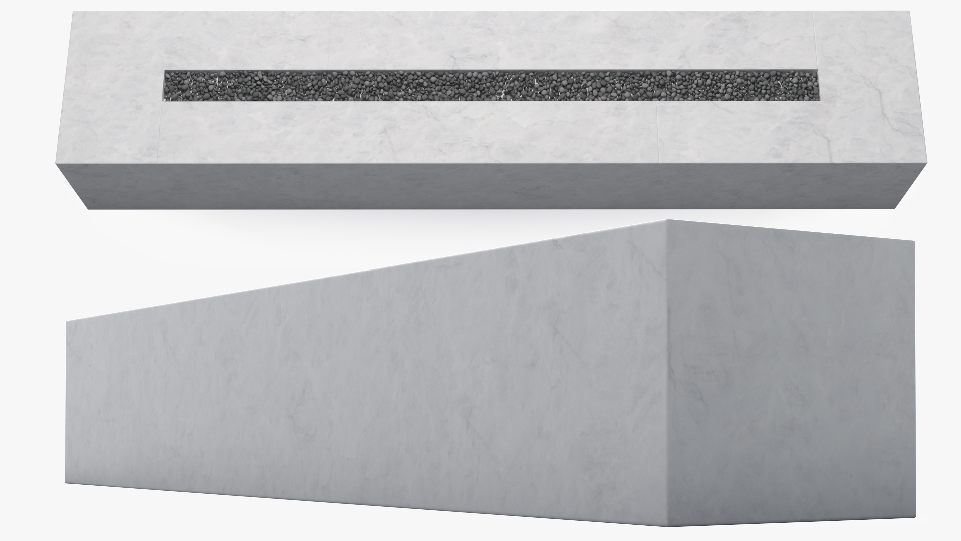 3D model Gas Fire Pit Rectangular Marble White No Fire
