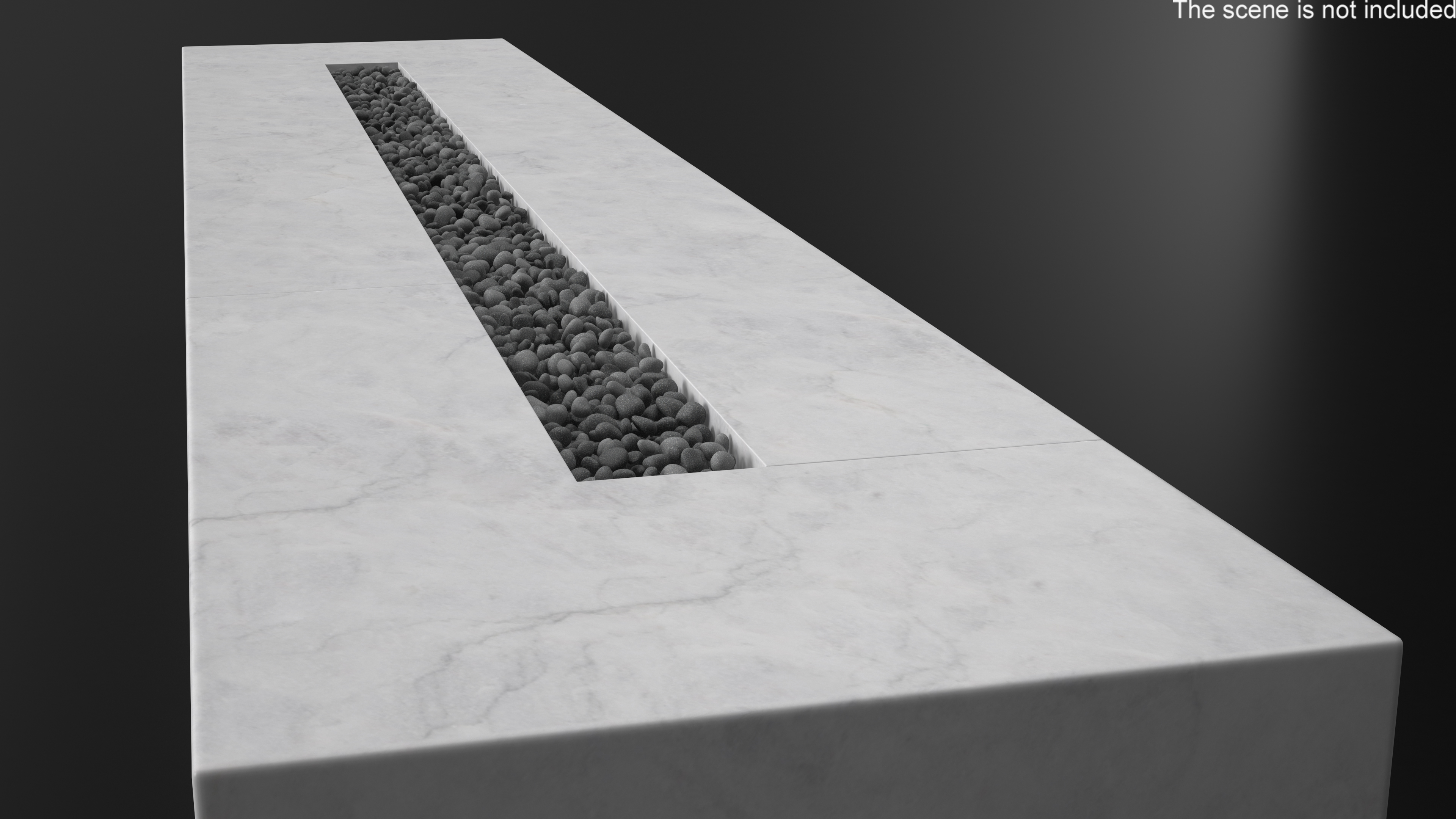 3D model Gas Fire Pit Rectangular Marble White No Fire