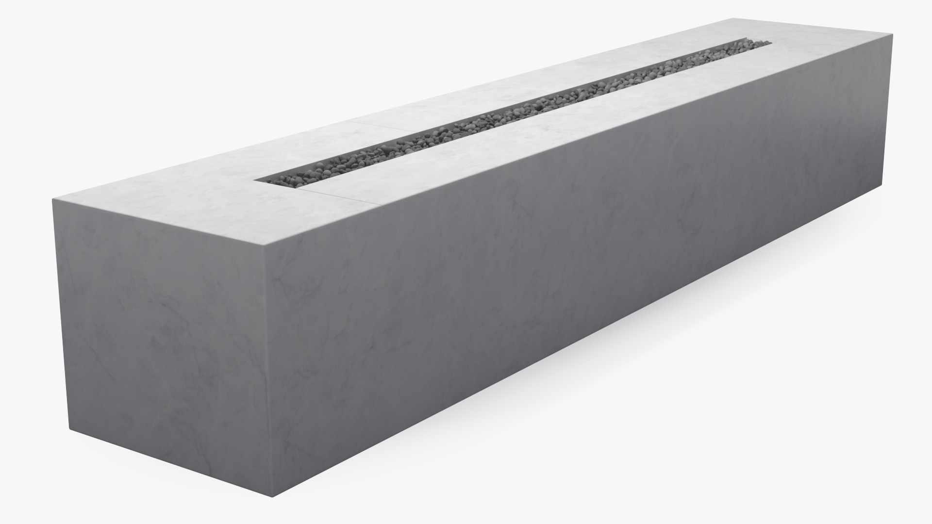 3D model Gas Fire Pit Rectangular Marble White No Fire