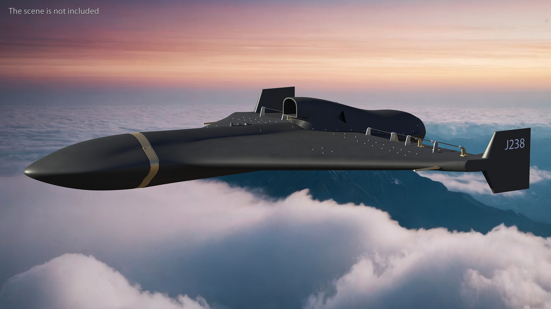 3D Shahed 238 Kamikaze Drone Black