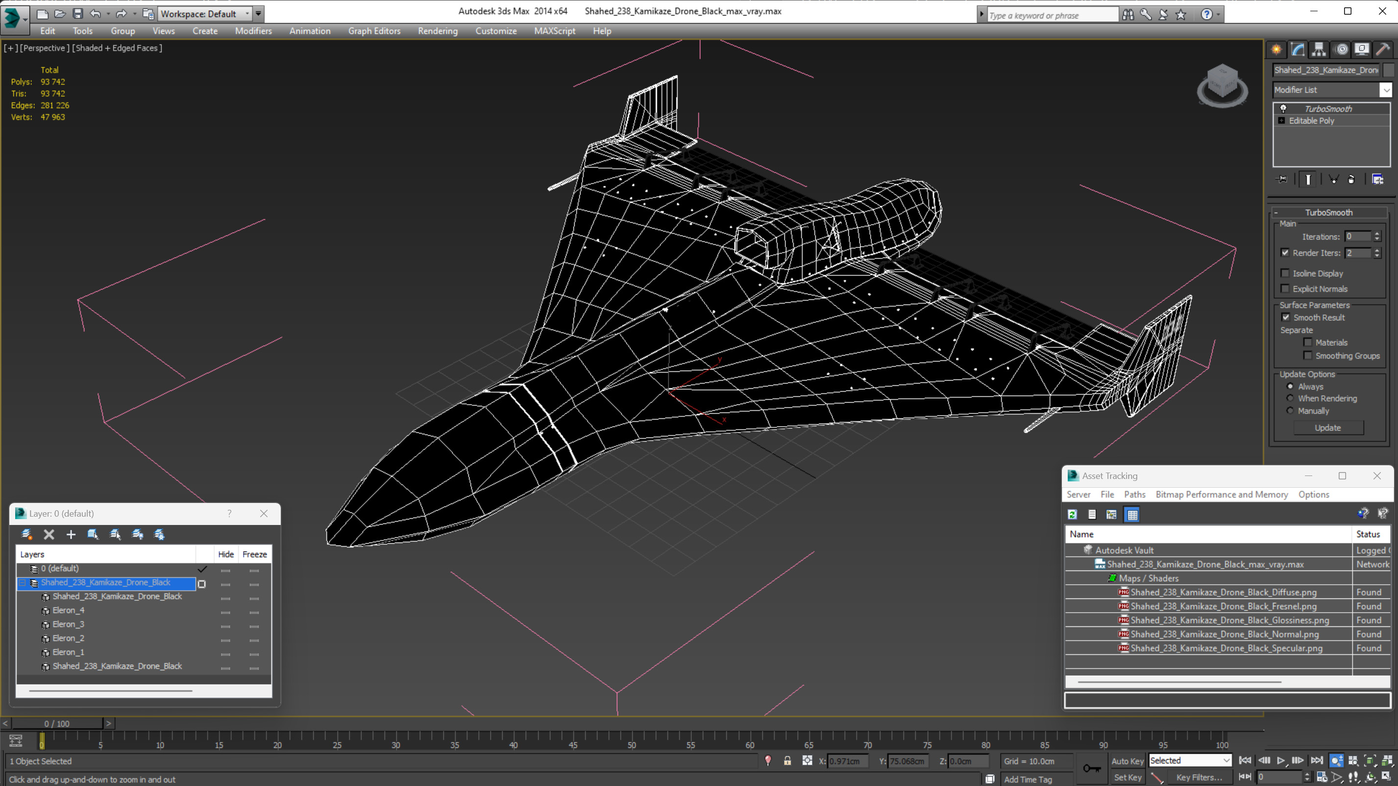 3D Shahed 238 Kamikaze Drone Black