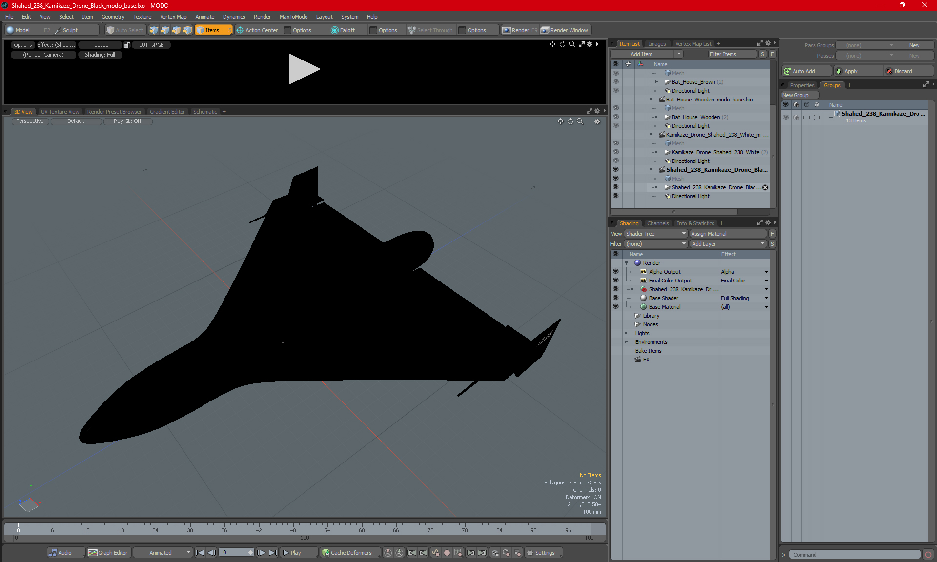 3D Shahed 238 Kamikaze Drone Black
